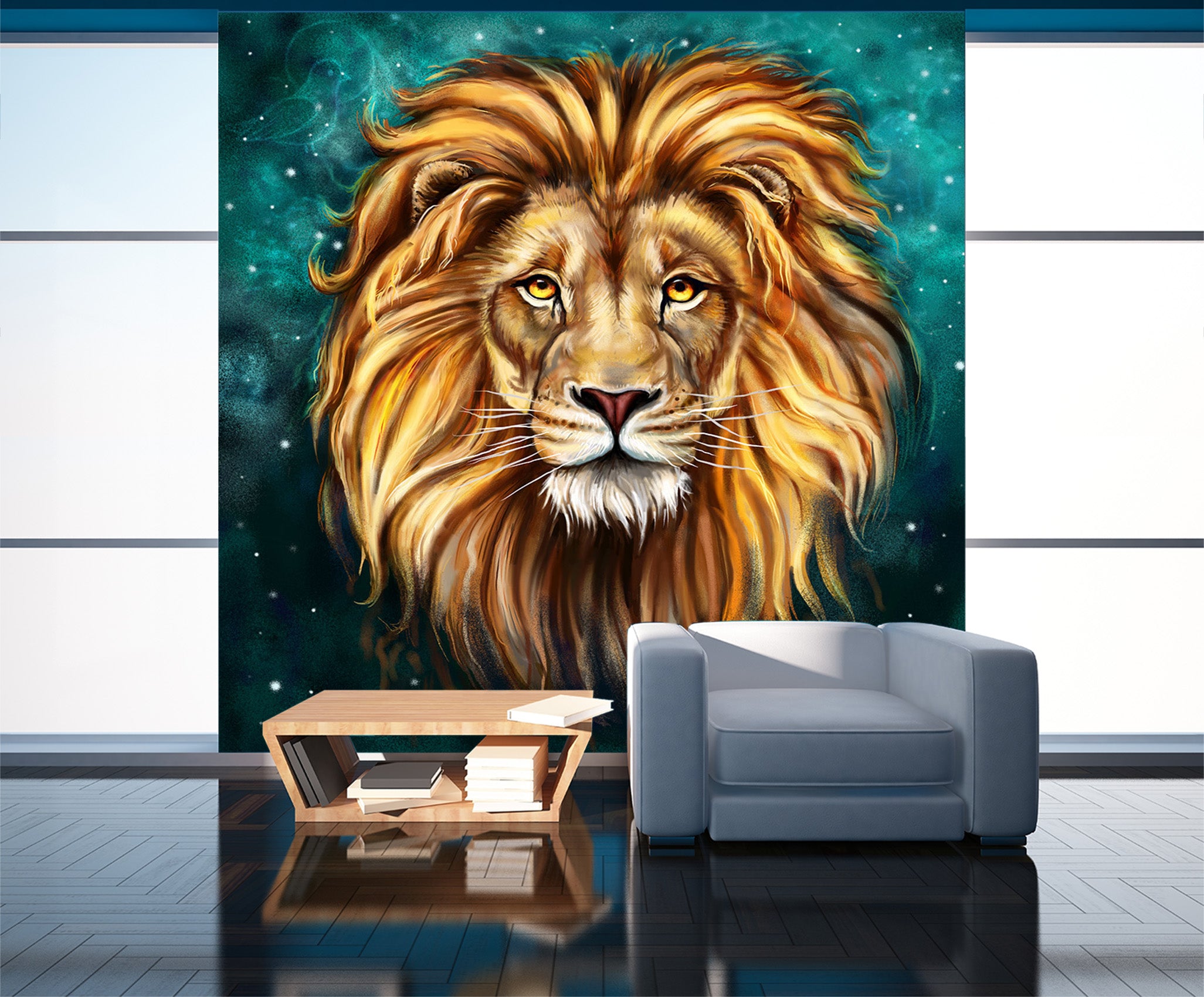 3D Lion Head Pattern 326 Wall Murals