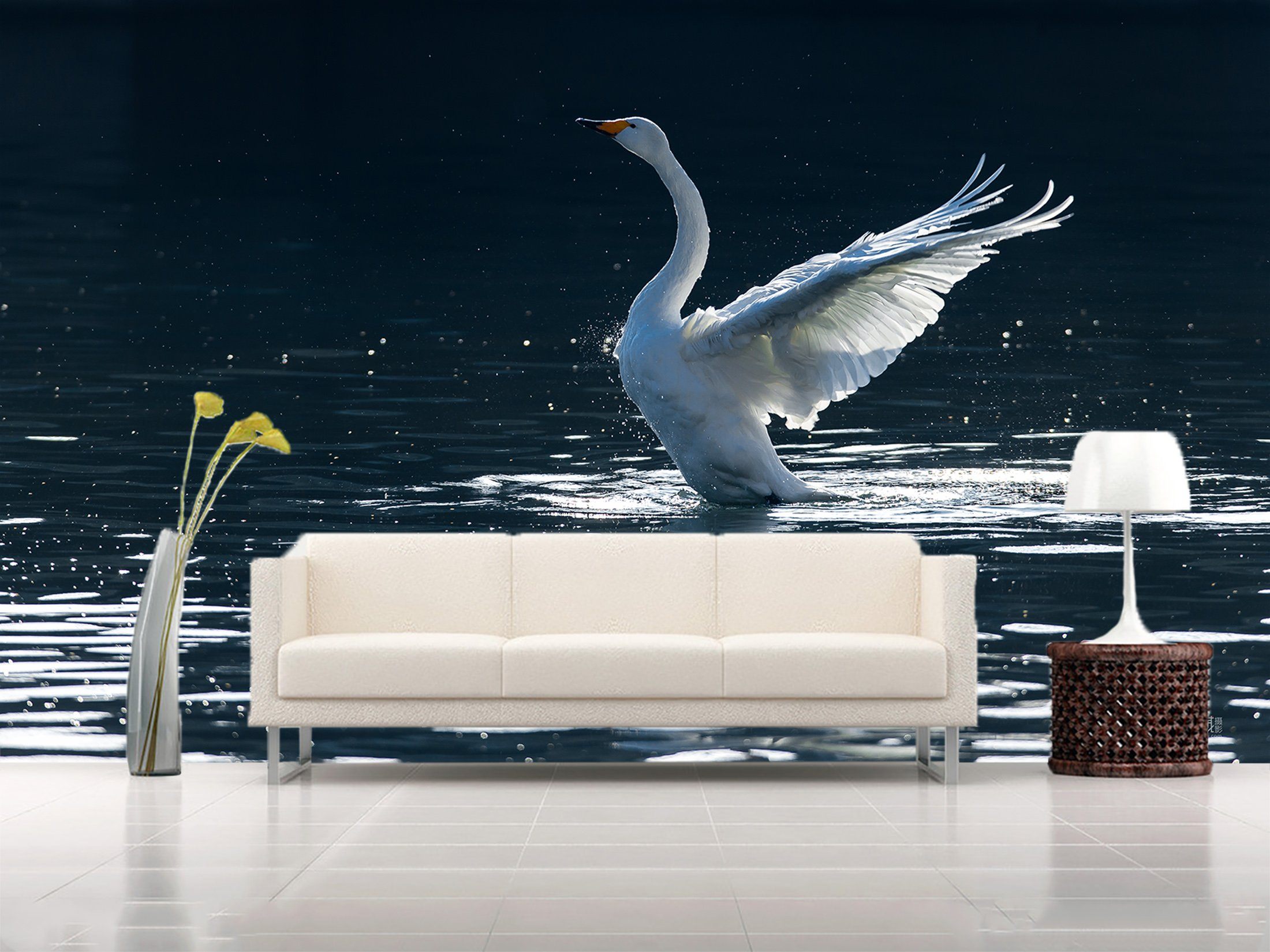 3D Lake Water Swan 068 Wallpaper AJ Wallpaper 