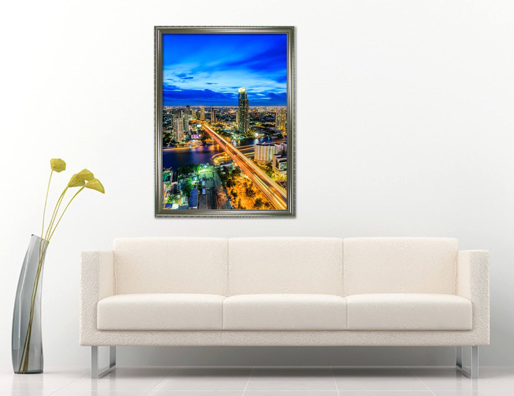 3D Light City 014 Fake Framed Print Painting Wallpaper AJ Creativity Home 