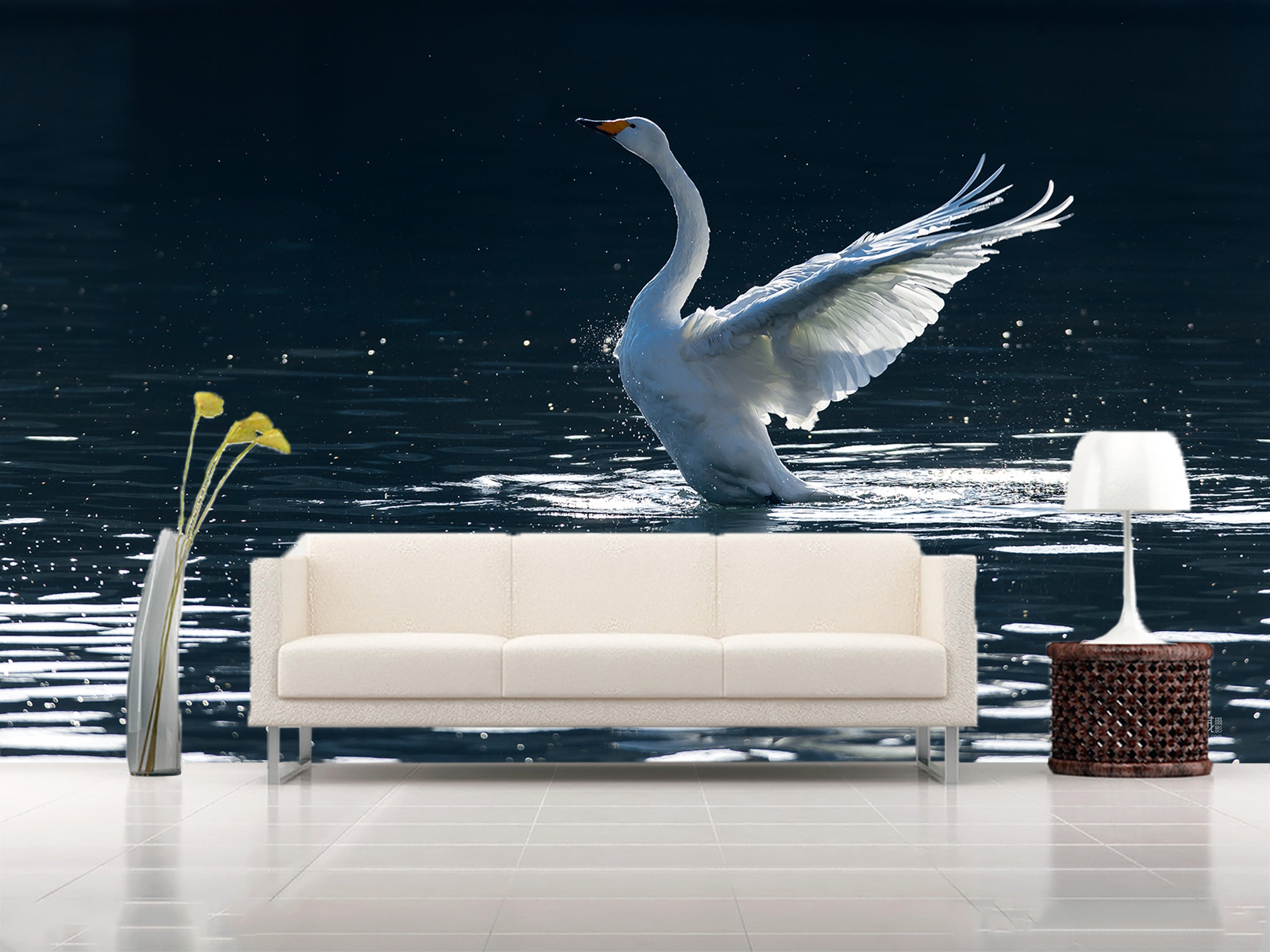 3D White Swan 038 Wall Murals Wallpaper AJ Wallpaper 2 