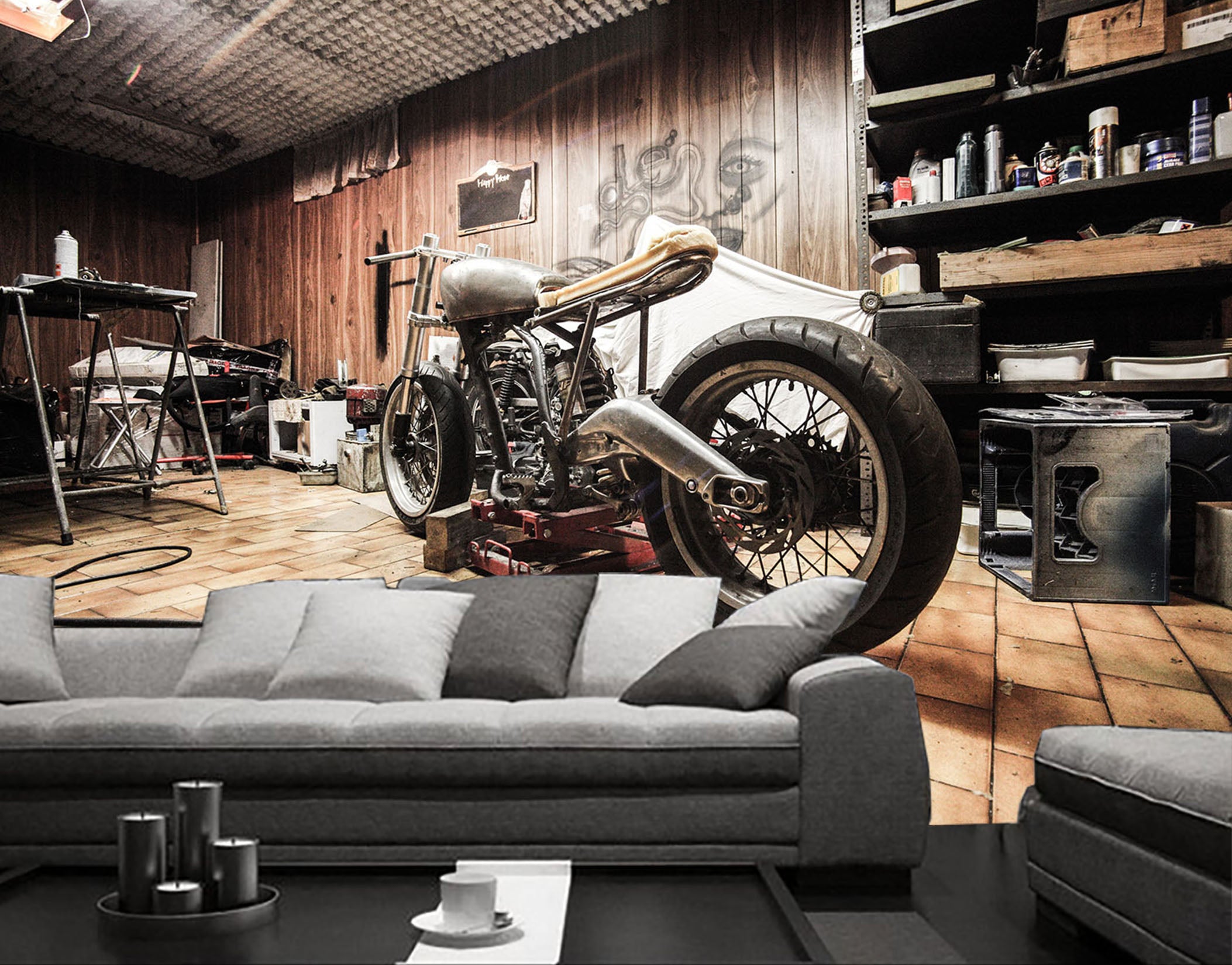 3D Motorbike Tool Room 120 Vehicle Wall Murals