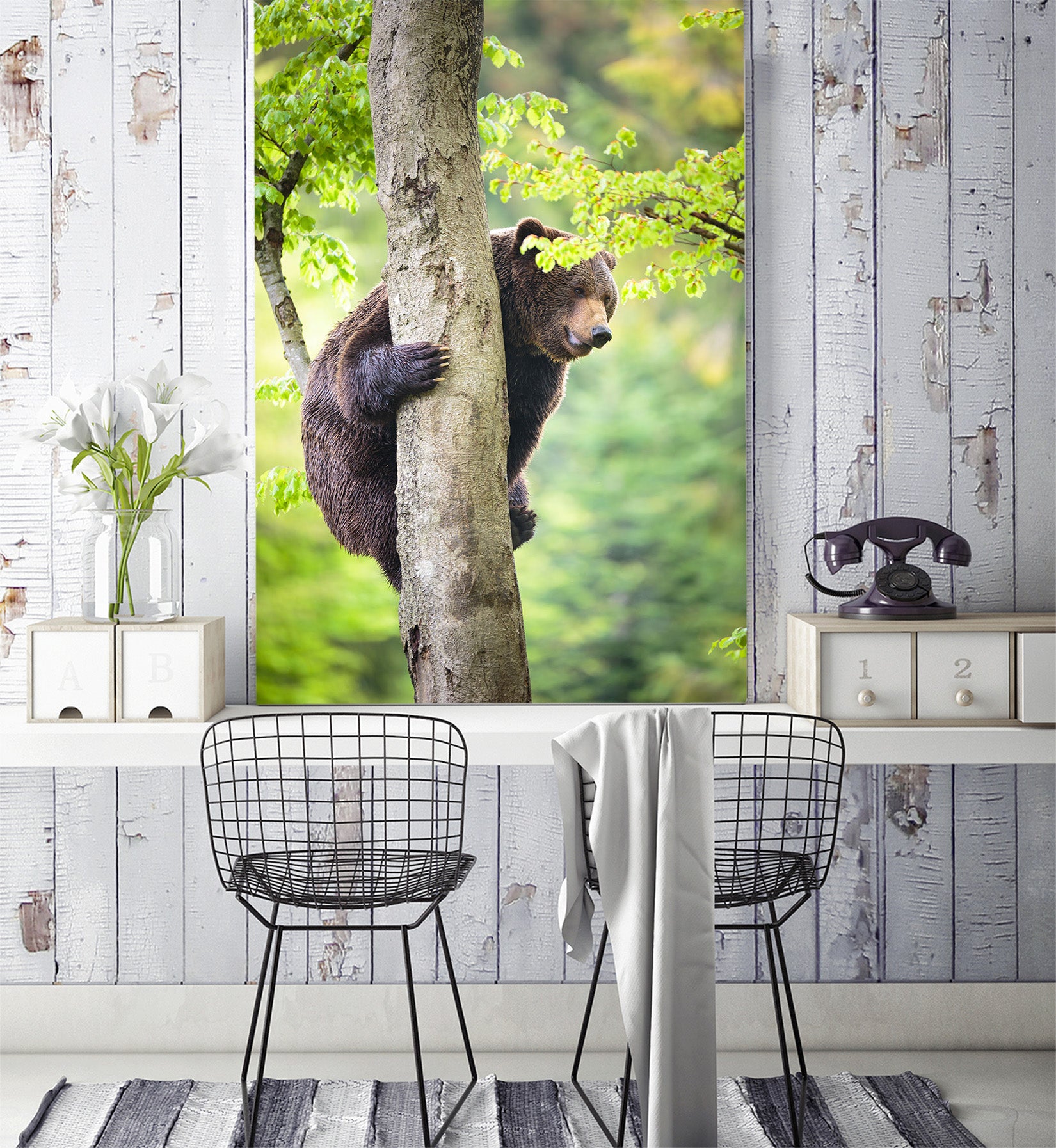 3D Forest Bear 133 Wall Murals