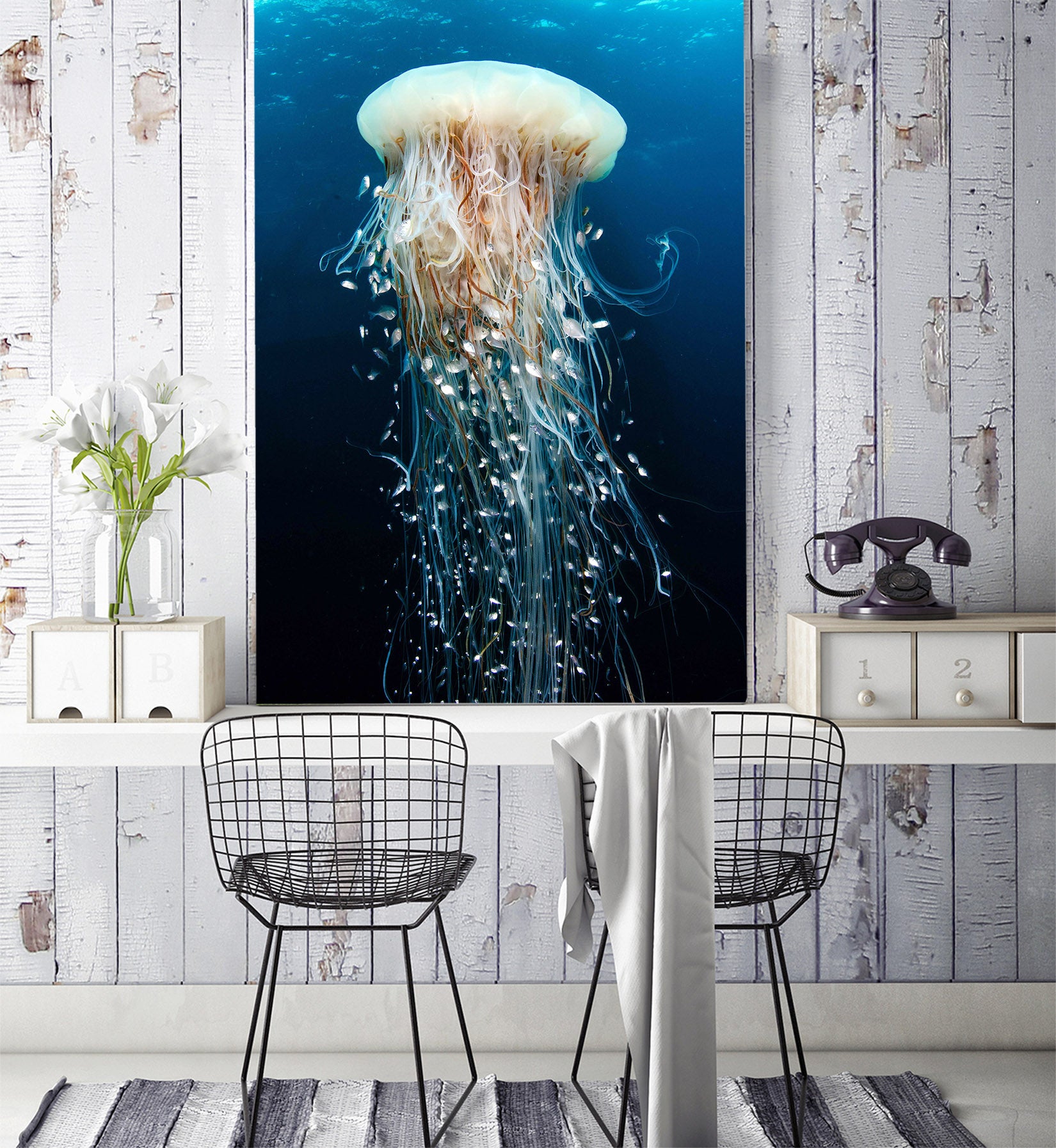 3D White Jellyfish 117 Wall Murals