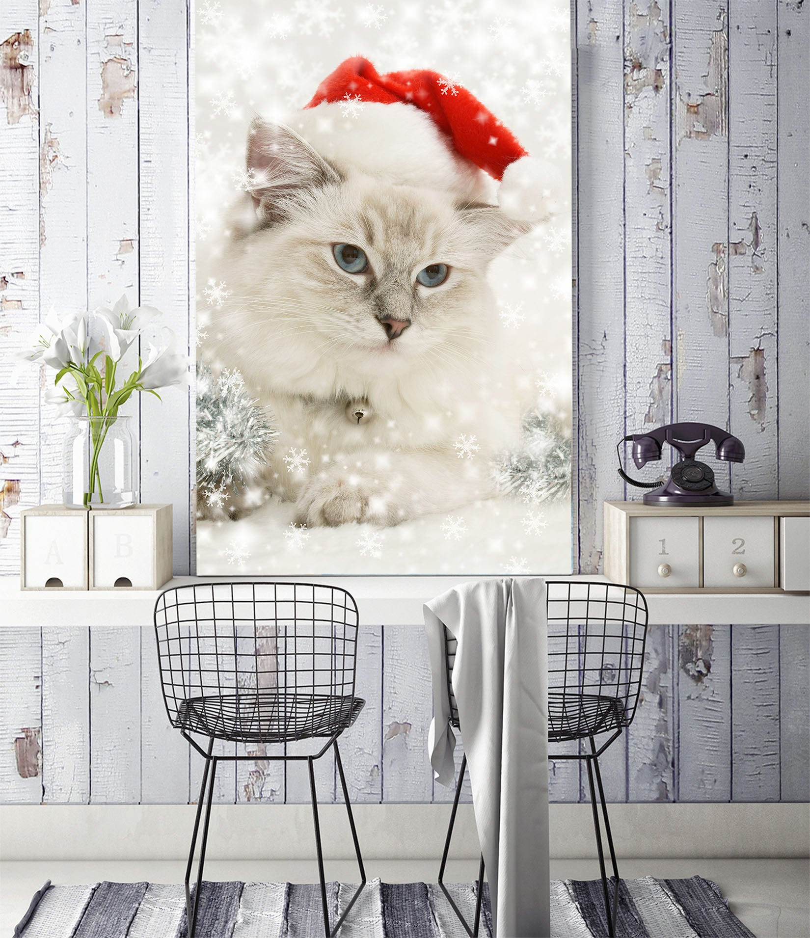 3D White Kitten 114 Wall Murals