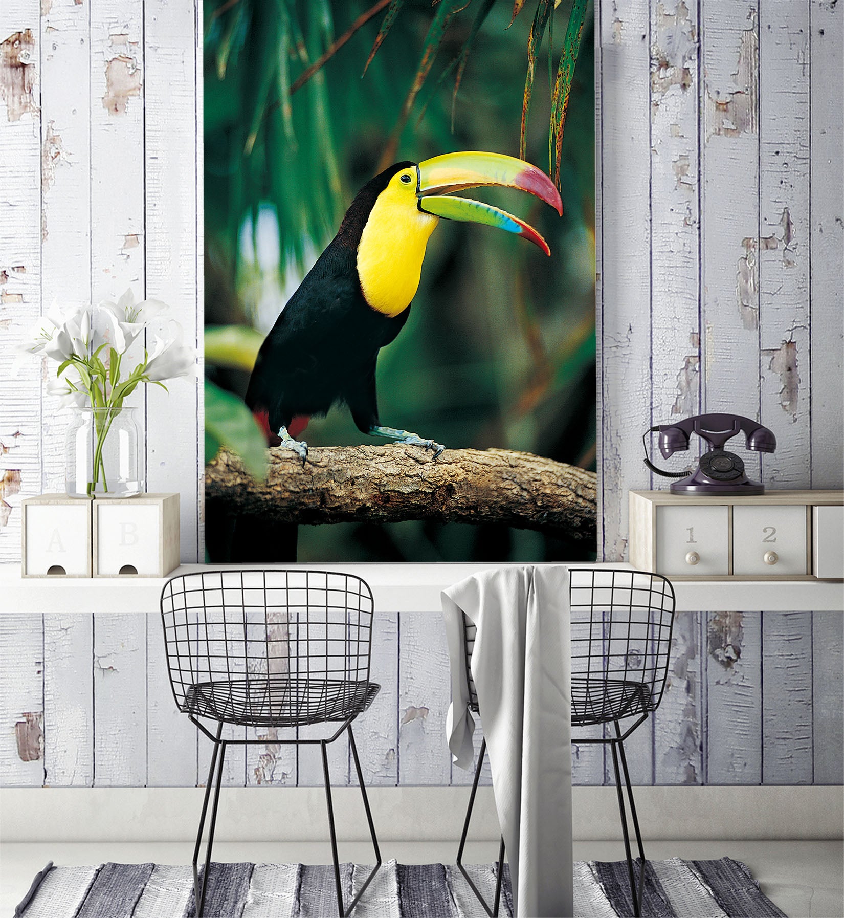 3D Toucan Tree 145 Wall Murals