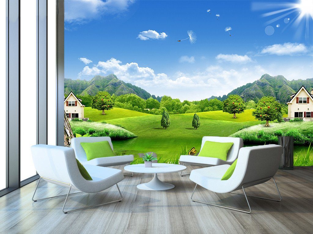 3D Sunshine Green Tree Hill 67 Wallpaper AJ Wallpaper 