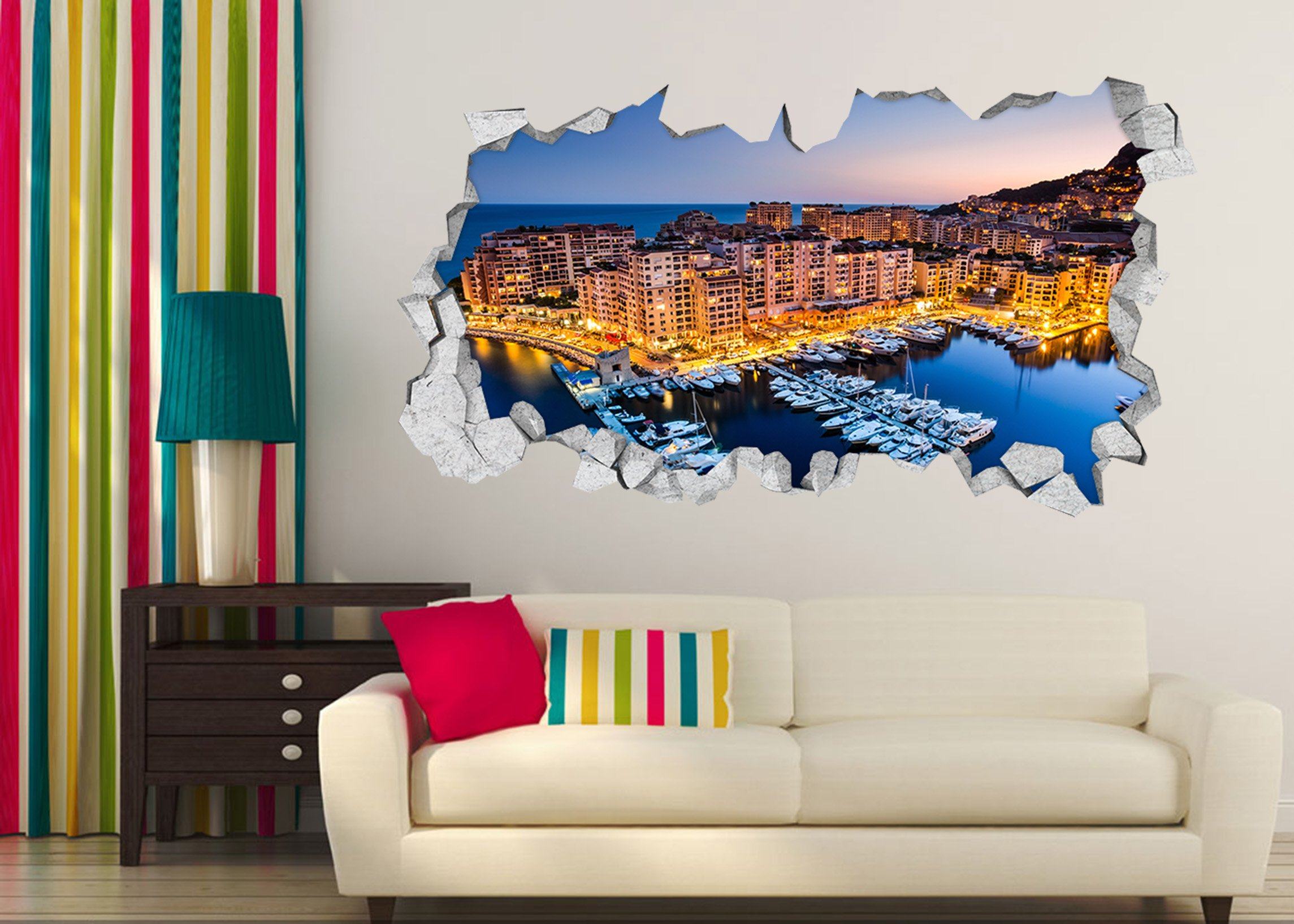 3D Monaco Sunset Scenery 386 Broken Wall Murals Wallpaper AJ Wallpaper 