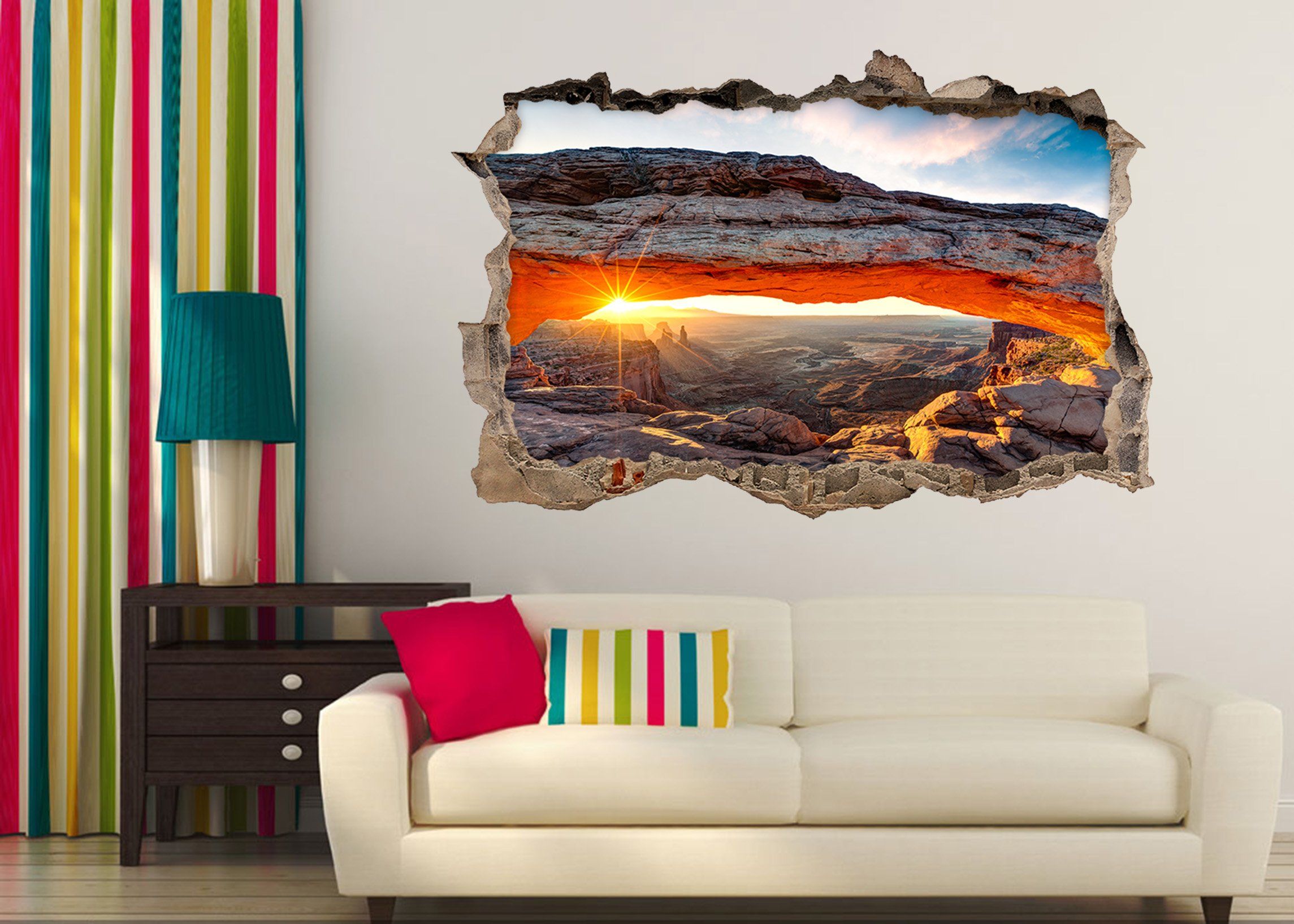 3D Mountain Cave Sunset 303 Broken Wall Murals Wallpaper AJ Wallpaper 