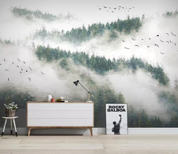 3D Foggy Forest 928 Wall Murals Wallpaper AJ Wallpaper 2 