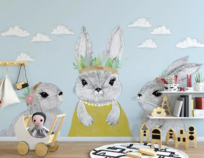 3D Cute Rabbit 478 Wall Murals Wallpaper AJ Wallpaper 2 