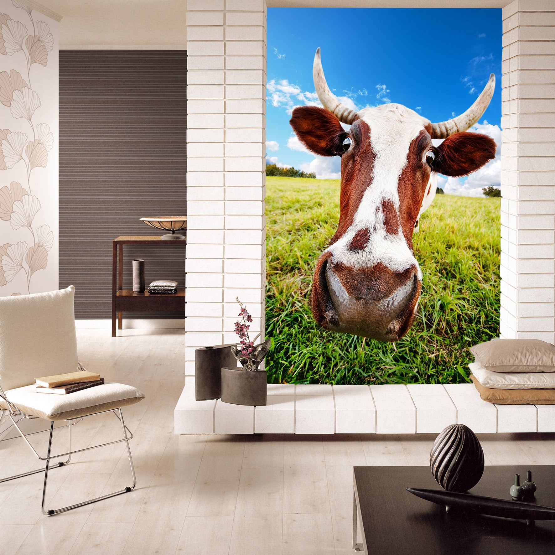 3D Dairy Cow 139 Wall Murals