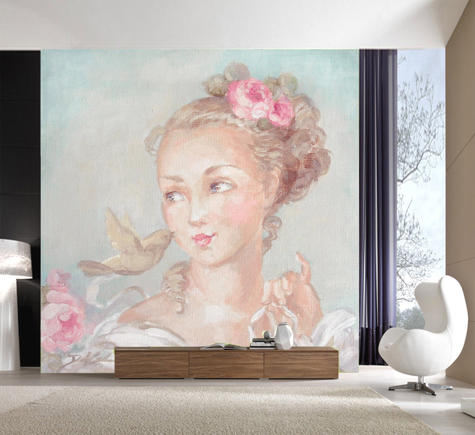 3D Girl Flower 3166 Debi Coules Wall Mural Wall Murals