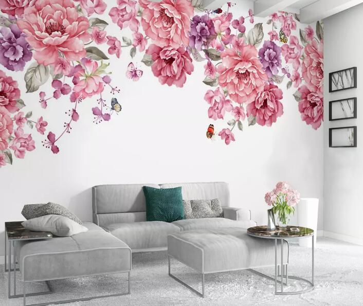 3D Pink Flowers 203 Wall Murals Wallpaper AJ Wallpaper 2 