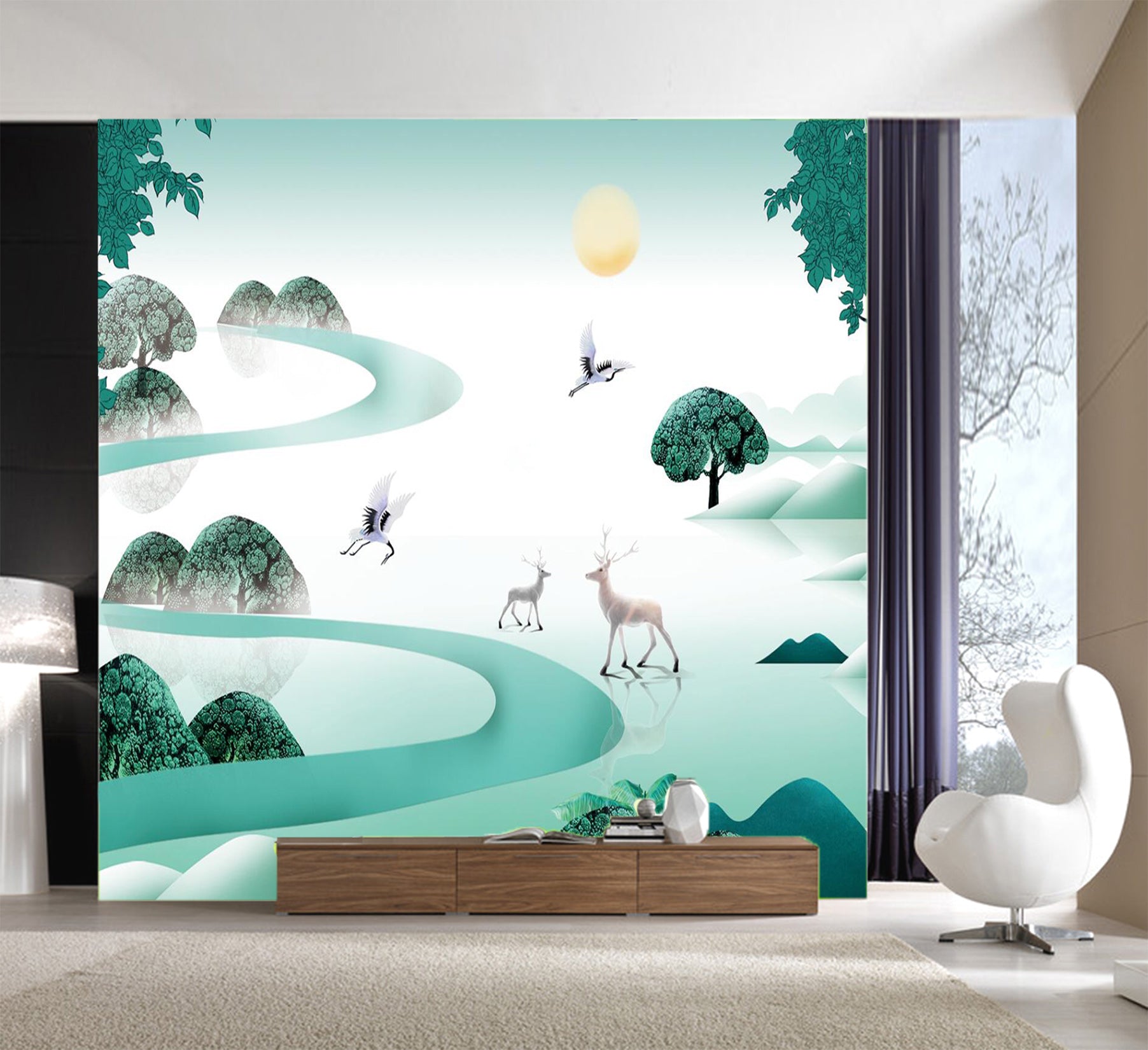 3D Deer Forest 053 Wall Murals Wallpaper AJ Wallpaper 2 