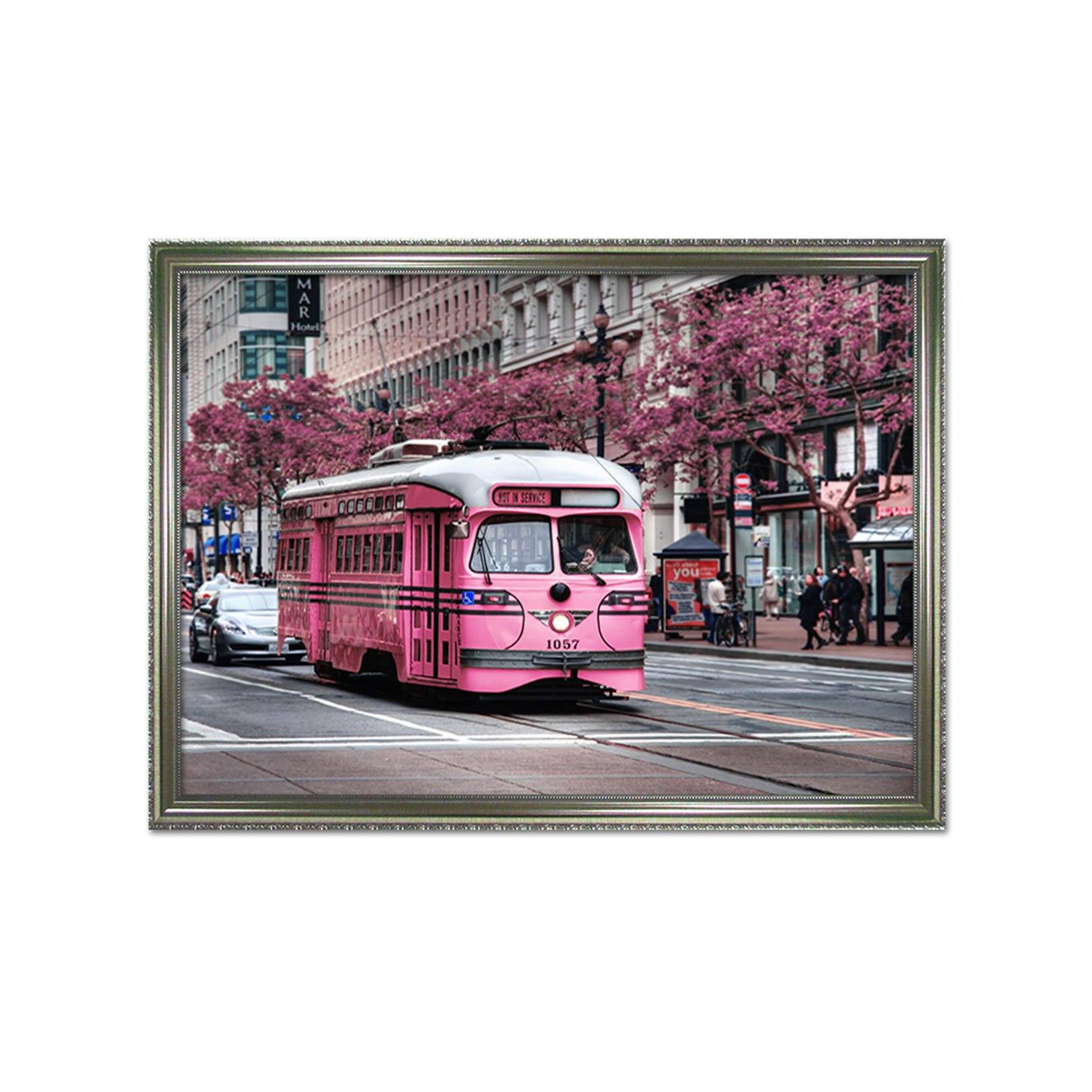 3D Red Bus 027 Fake Framed Print Painting Wallpaper AJ Creativity Home 