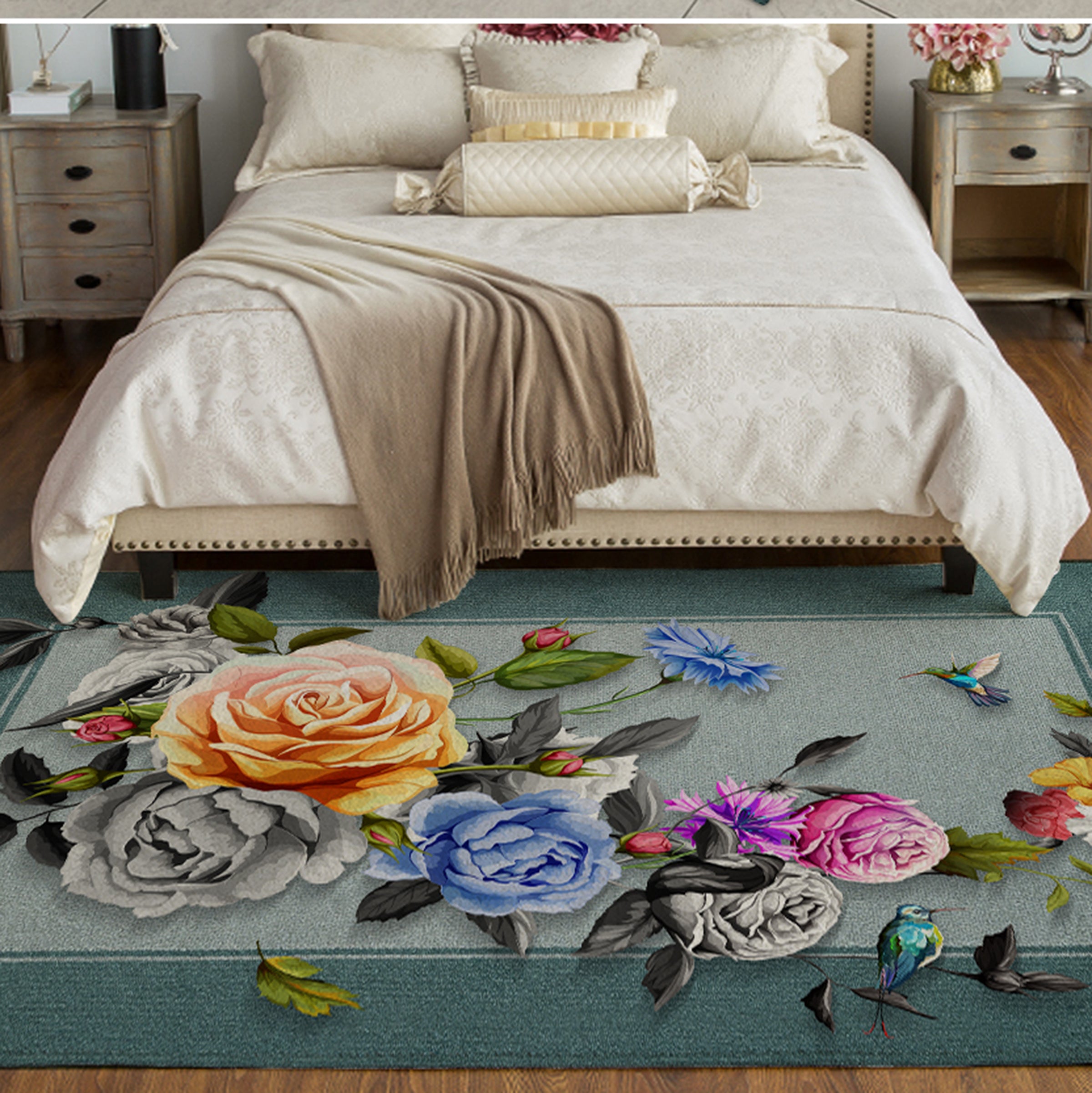 3D Flower Bird WG469 Non Slip Rug Mat Mat AJ Creativity Home 