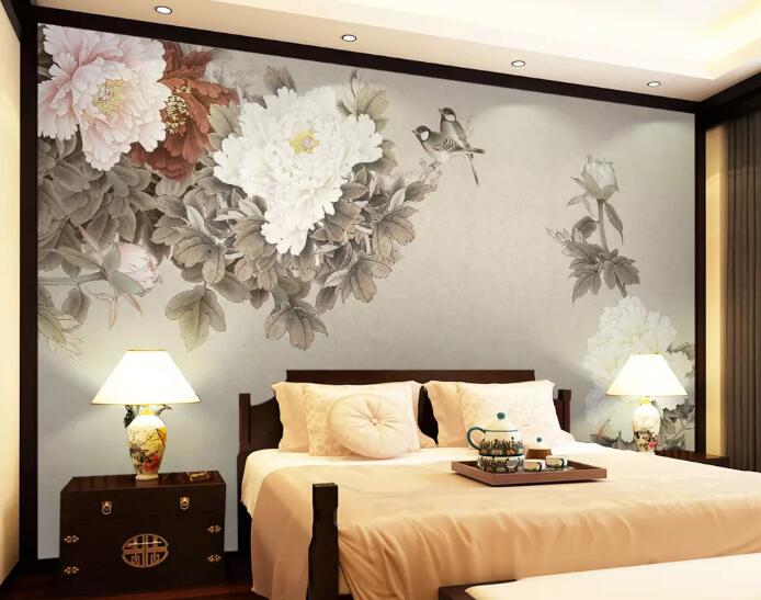 3D Flower Bird 129 Wall Murals Wallpaper AJ Wallpaper 2 