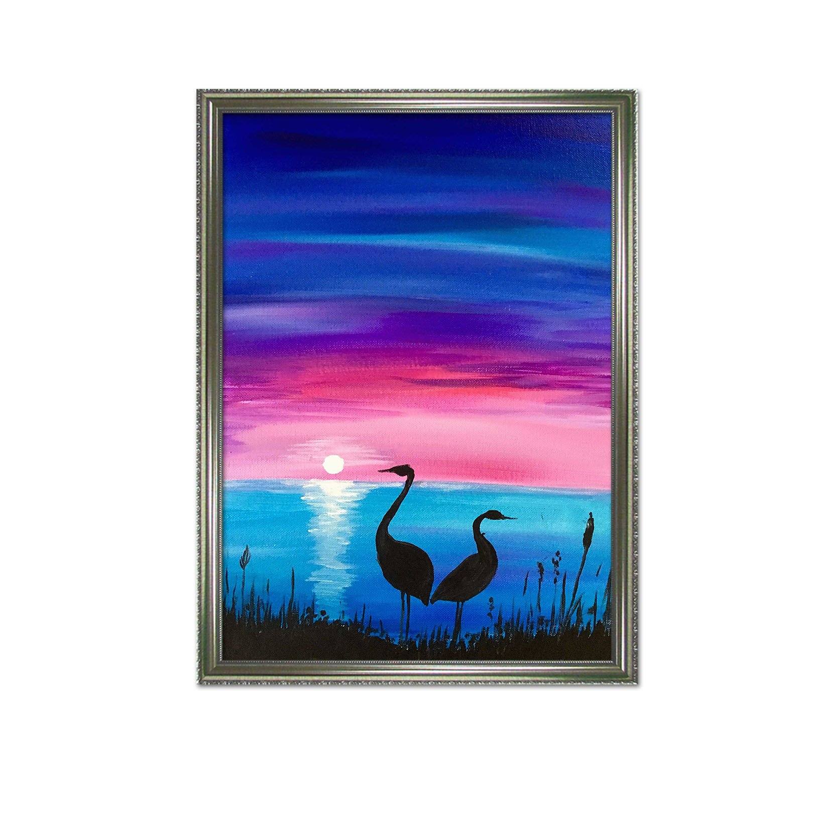 3D Moonlight Swan 100 Fake Framed Print Painting Wallpaper AJ Creativity Home 