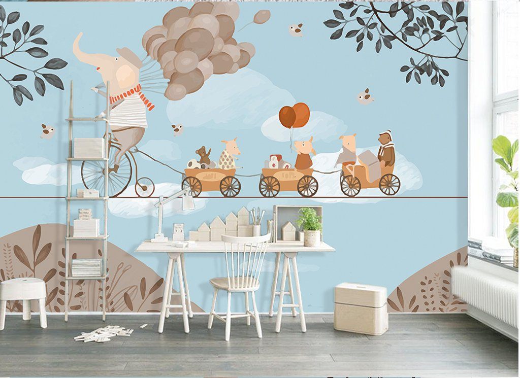 3D Elephant Riding A Bicycle 81 Wall Murals Wallpaper AJ Wallpaper 2 