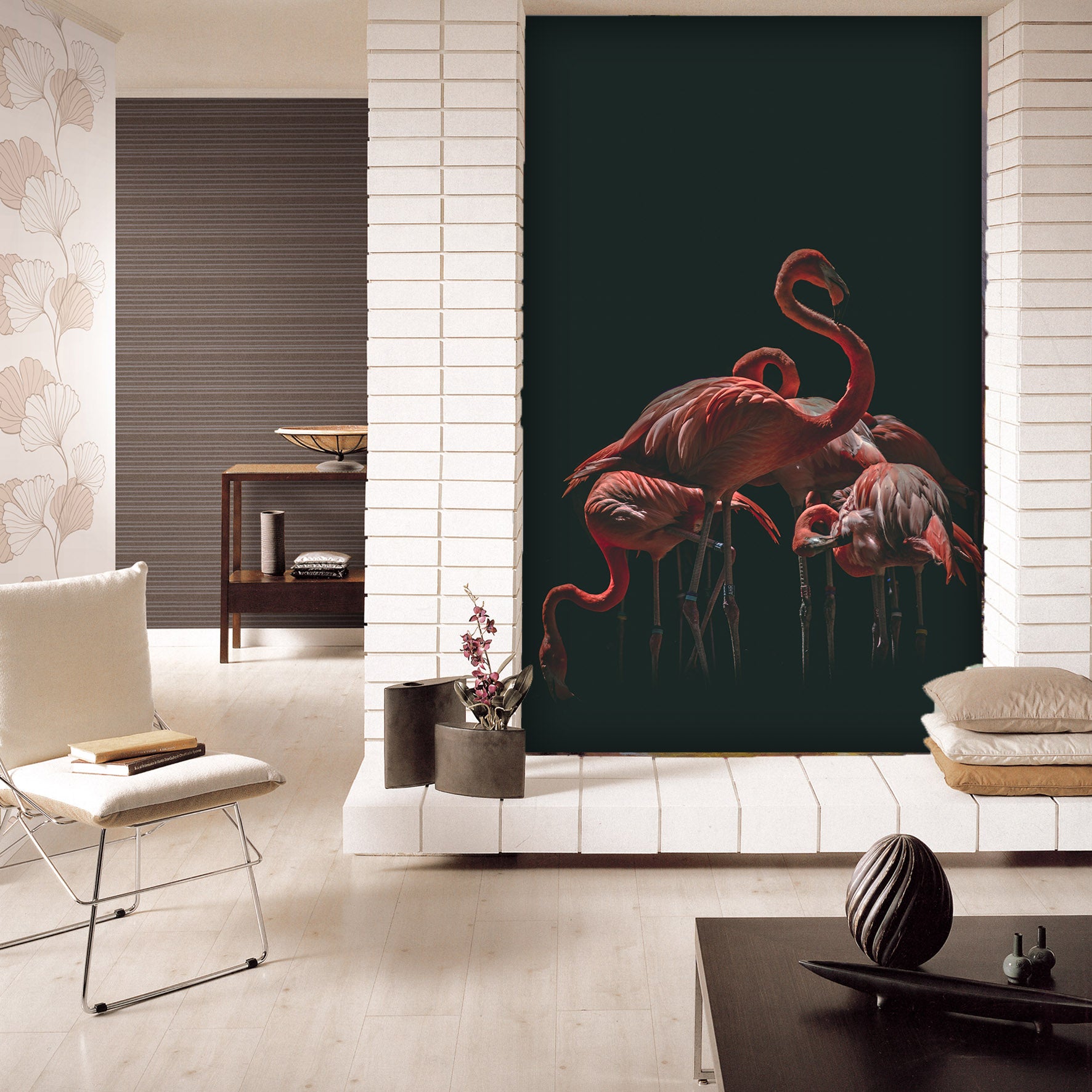 3D Elegant Flamingo 107 Wall Murals