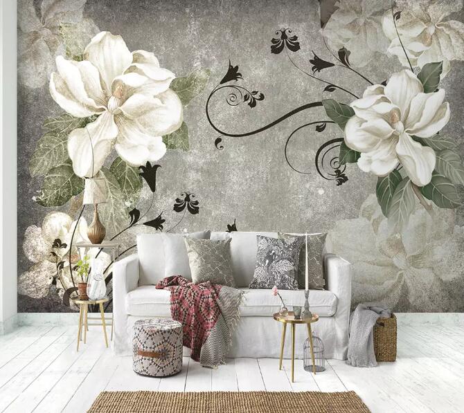 3D White Lotus Pttern 1004 Wall Murals Wallpaper AJ Wallpaper 2 