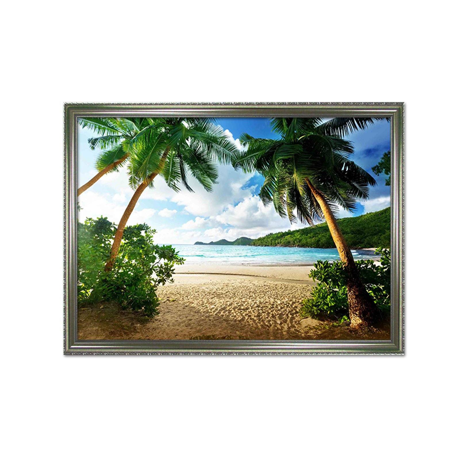 3D Seaside Beach 023 Fake Framed Print Painting Wallpaper AJ Creativity Home 