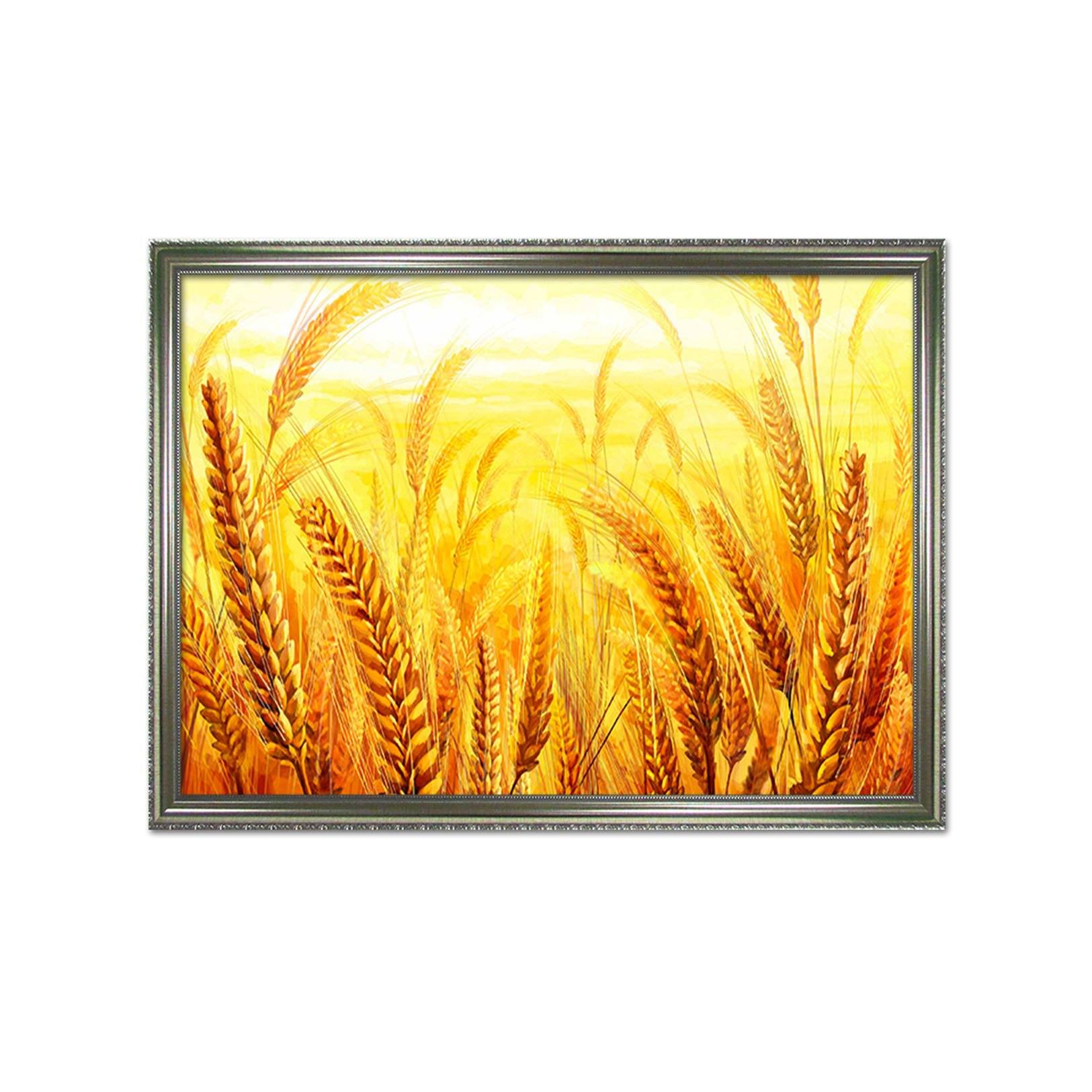 3D Golden Wheat Field 121 Fake Framed Print Painting Wallpaper AJ Creativity Home 