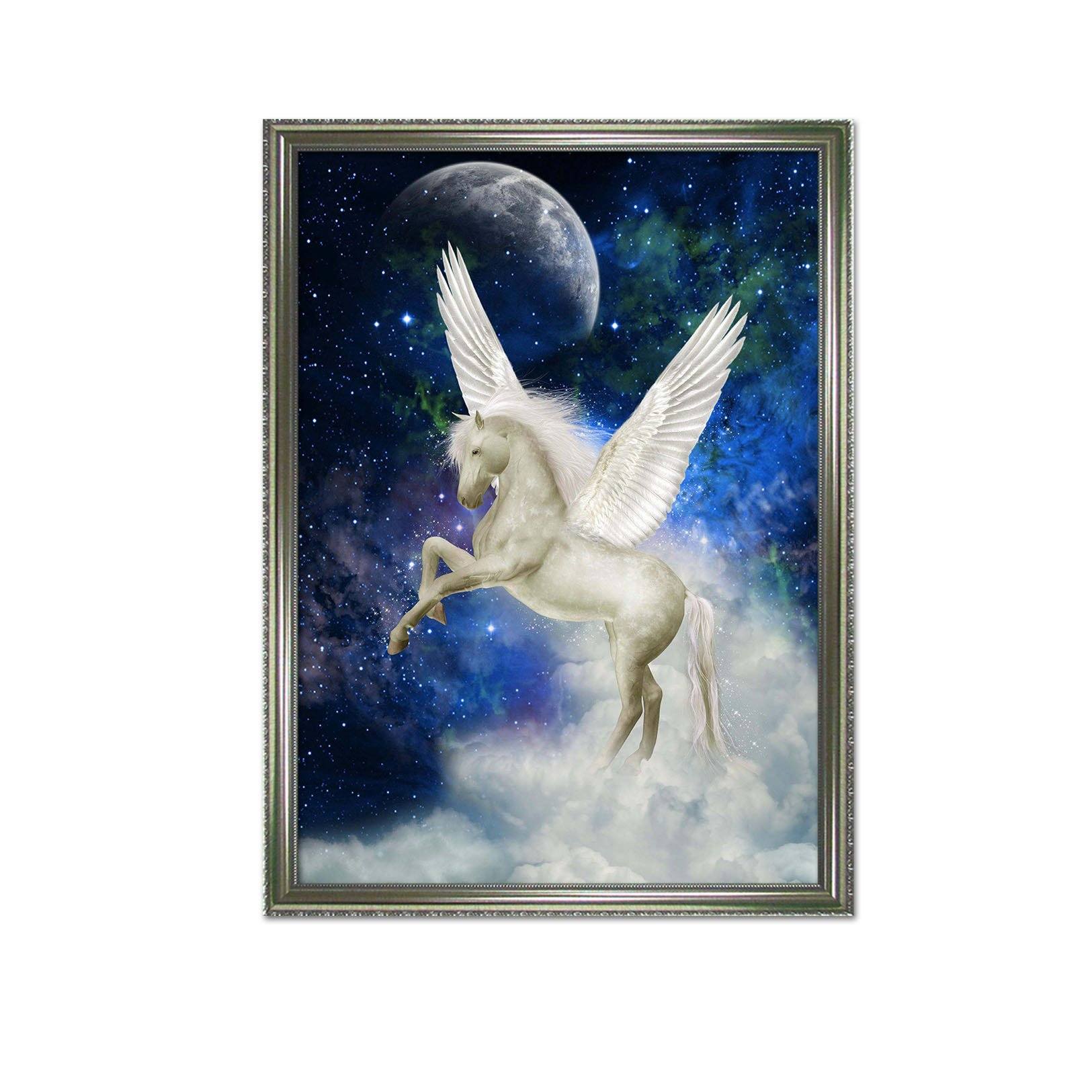 3D Pegasus Moon 058 Fake Framed Print Painting Wallpaper AJ Creativity Home 