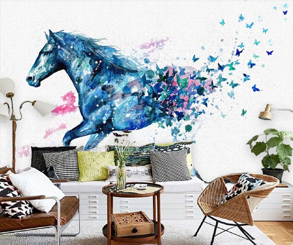 3D Blue Horse 223 Wall Murals Wallpaper AJ Wallpaper 2 