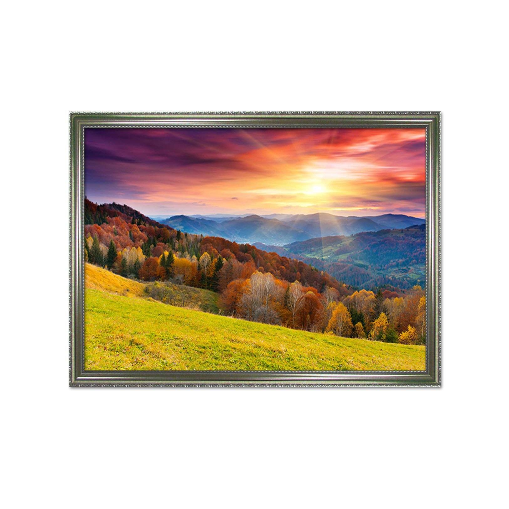 3D Field Sunset 174 Fake Framed Print Painting Wallpaper AJ Creativity Home 