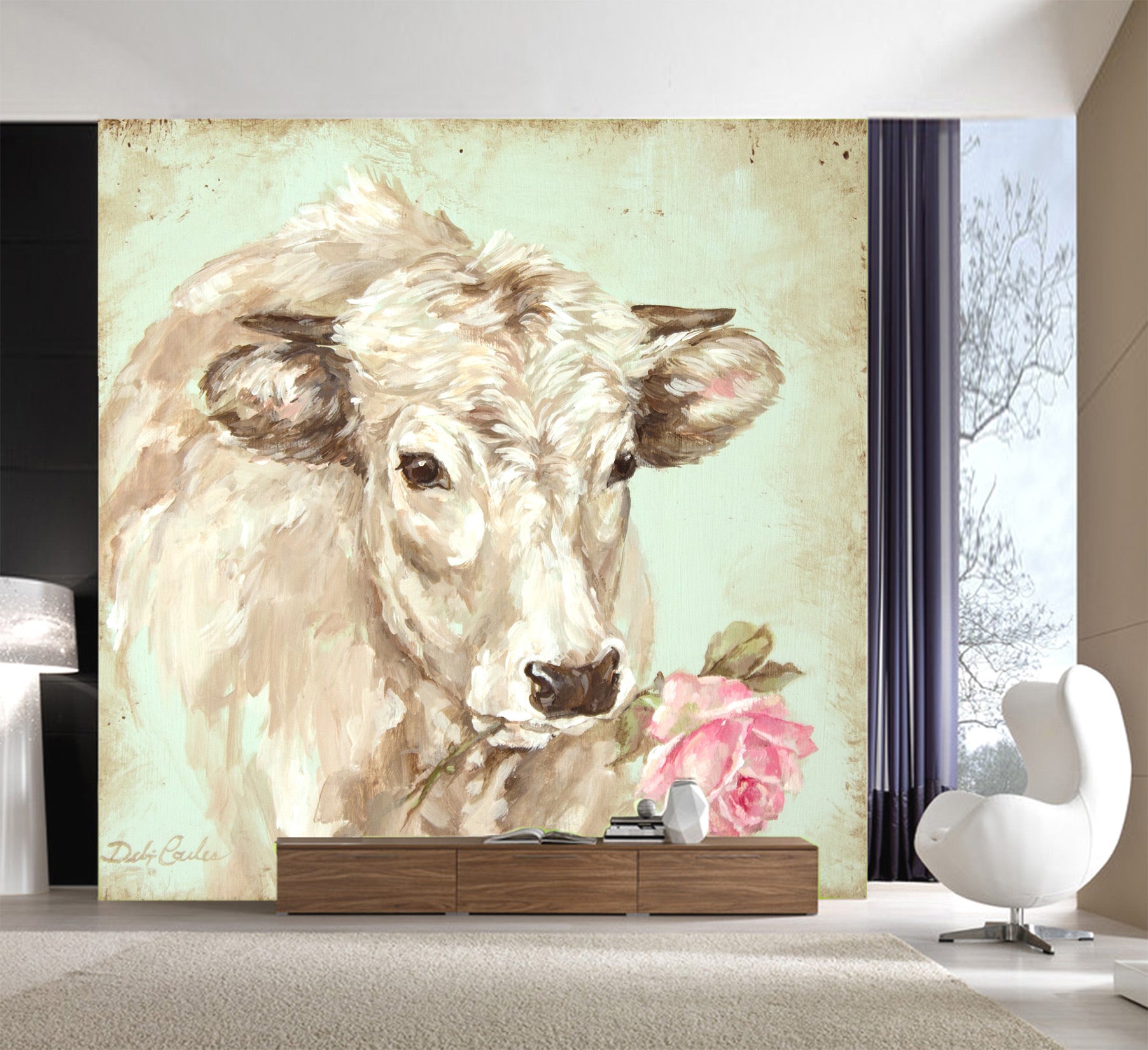 3D Flowers Cattle 3159 Debi Coules Wall Mural Wall Murals