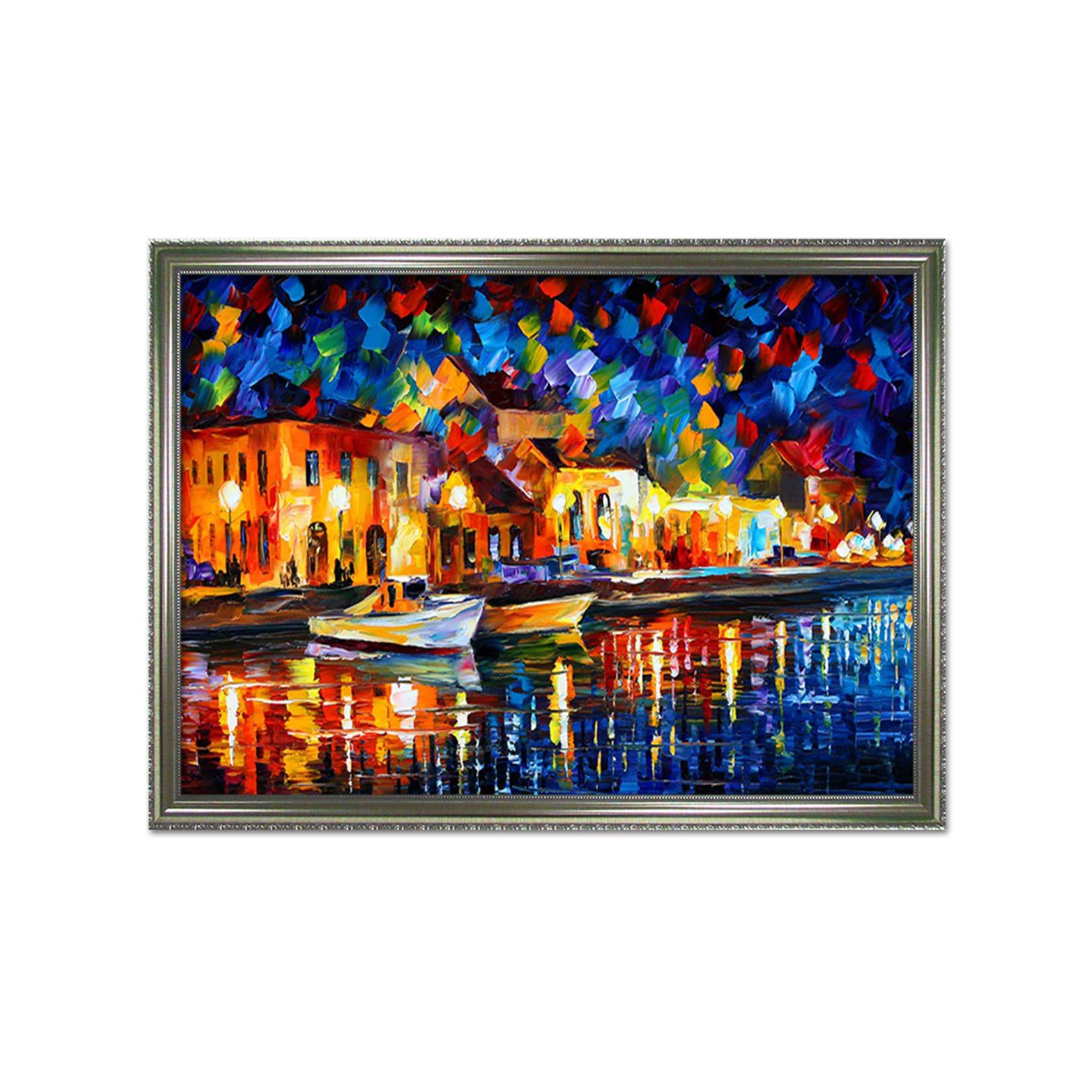 3D Boat Docked 026 Fake Framed Print Painting Wallpaper AJ Creativity Home 