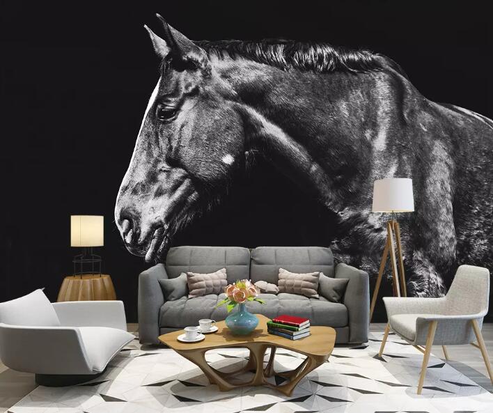 3D Black Horse 1200 Wall Murals Wallpaper AJ Wallpaper 2 