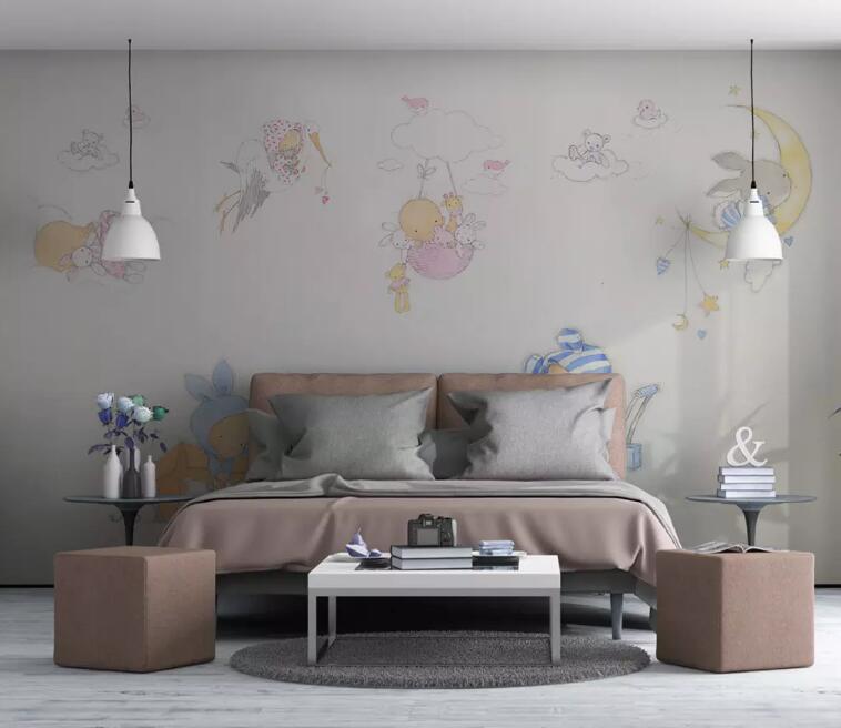 3D Cute Bunny 737 Wall Murals Wallpaper AJ Wallpaper 2 