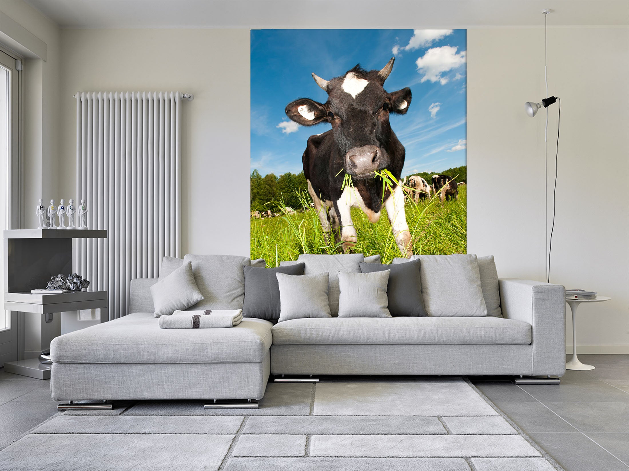 3D Cow Eating Grass 146 Wall Murals