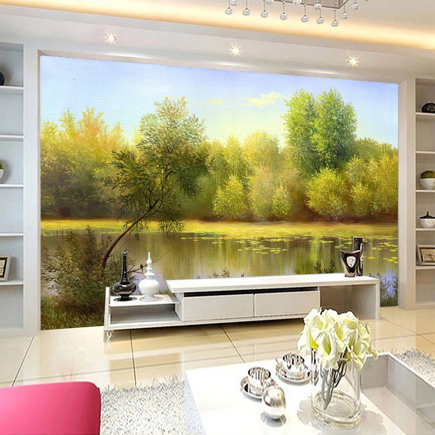 3D Green Tree River 791 Wallpaper AJ Wallpaper 