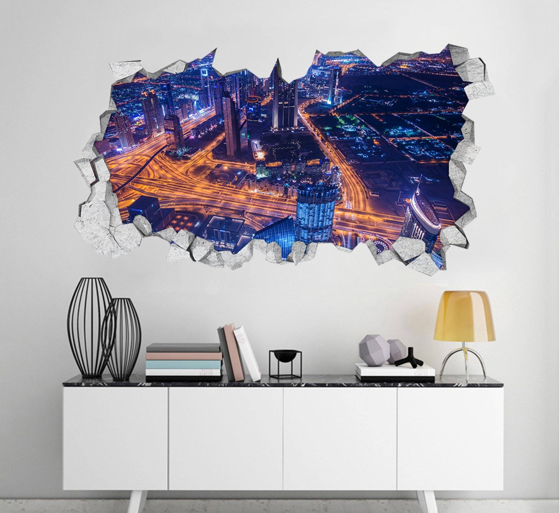 3D Bustling City 352 Broken Wall Murals Wallpaper AJ Wallpaper 