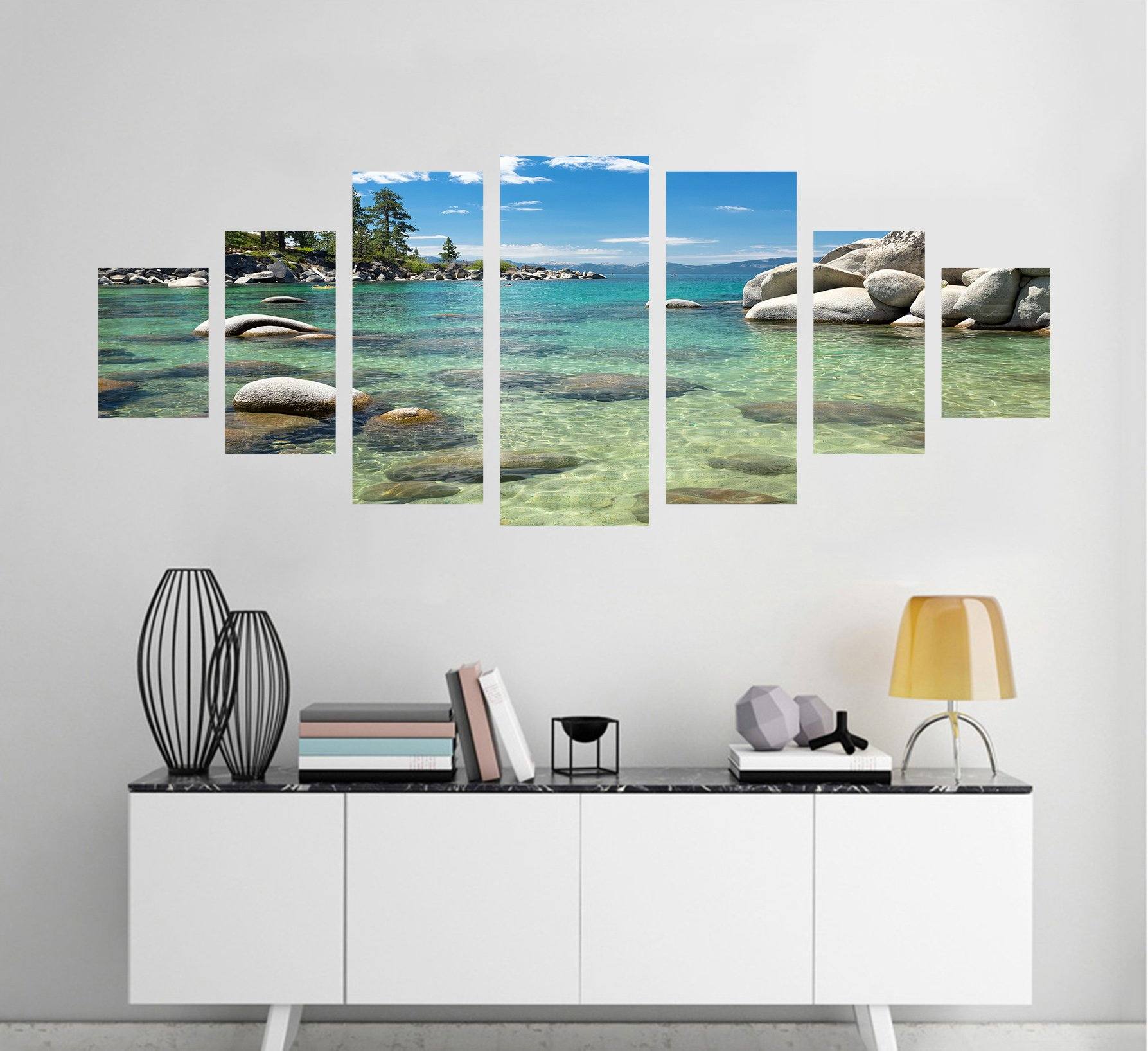 3D Lake Stone 136 Unframed Print Wallpaper Wallpaper AJ Wallpaper 