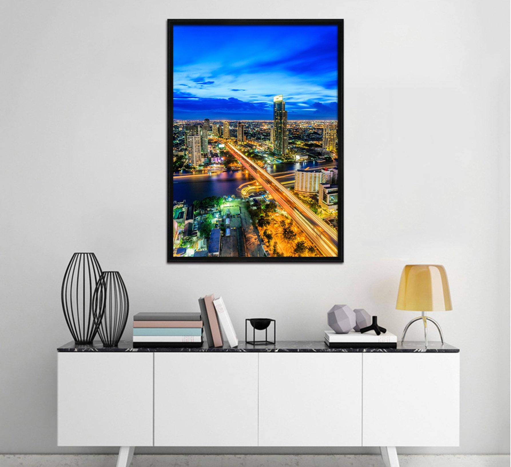 3D Light City 014 Fake Framed Print Painting Wallpaper AJ Creativity Home 