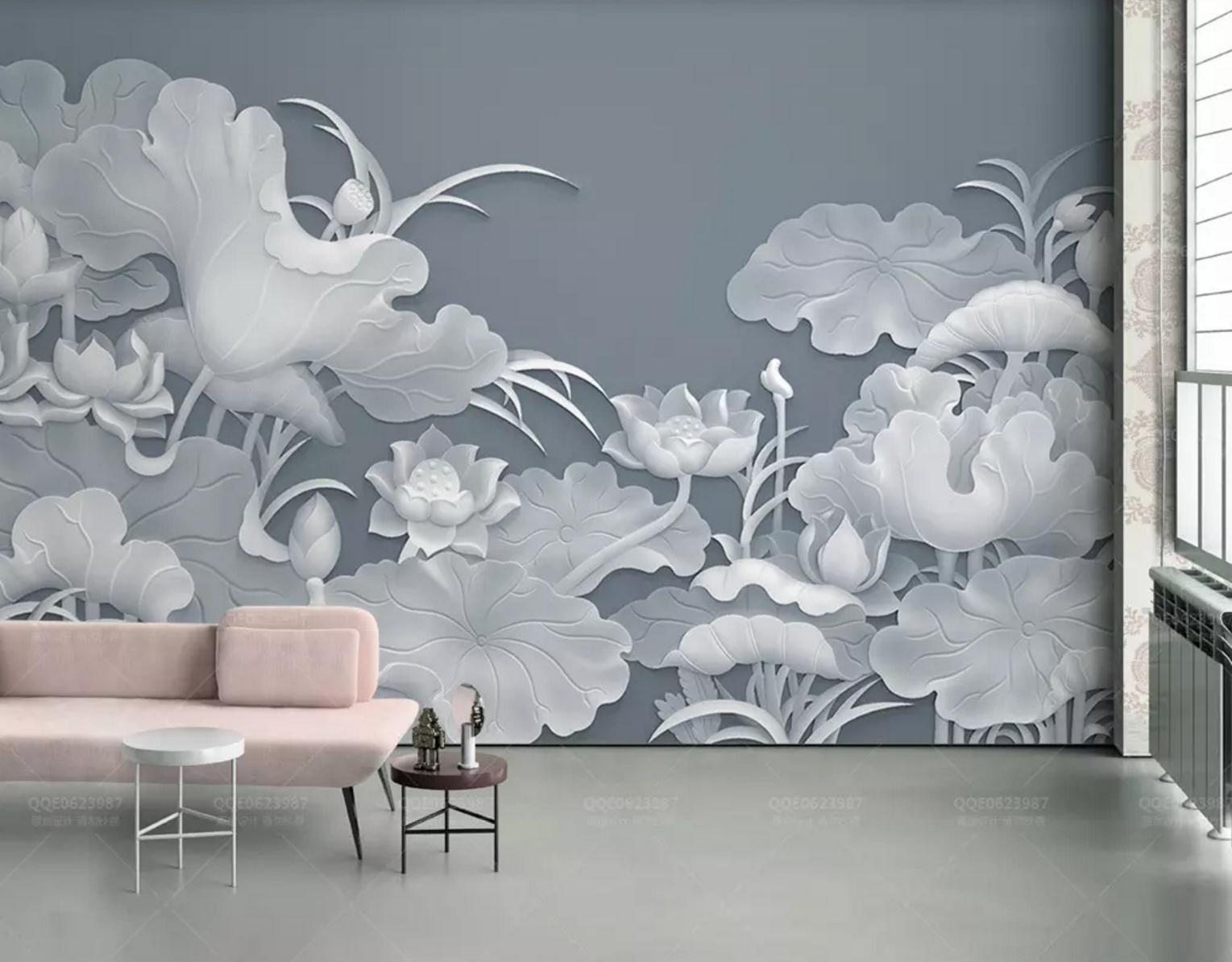 3D White Lotus WC760 Wall Murals