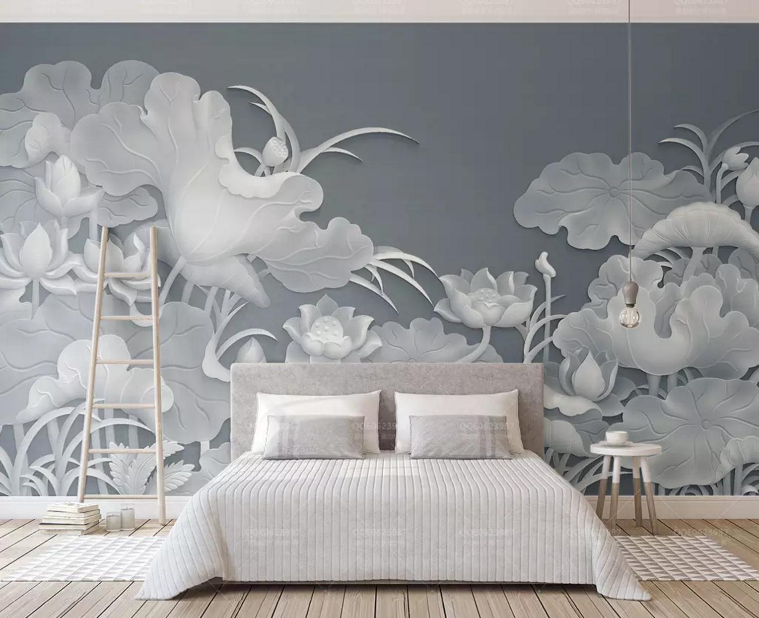 3D White Lotus WC760 Wall Murals