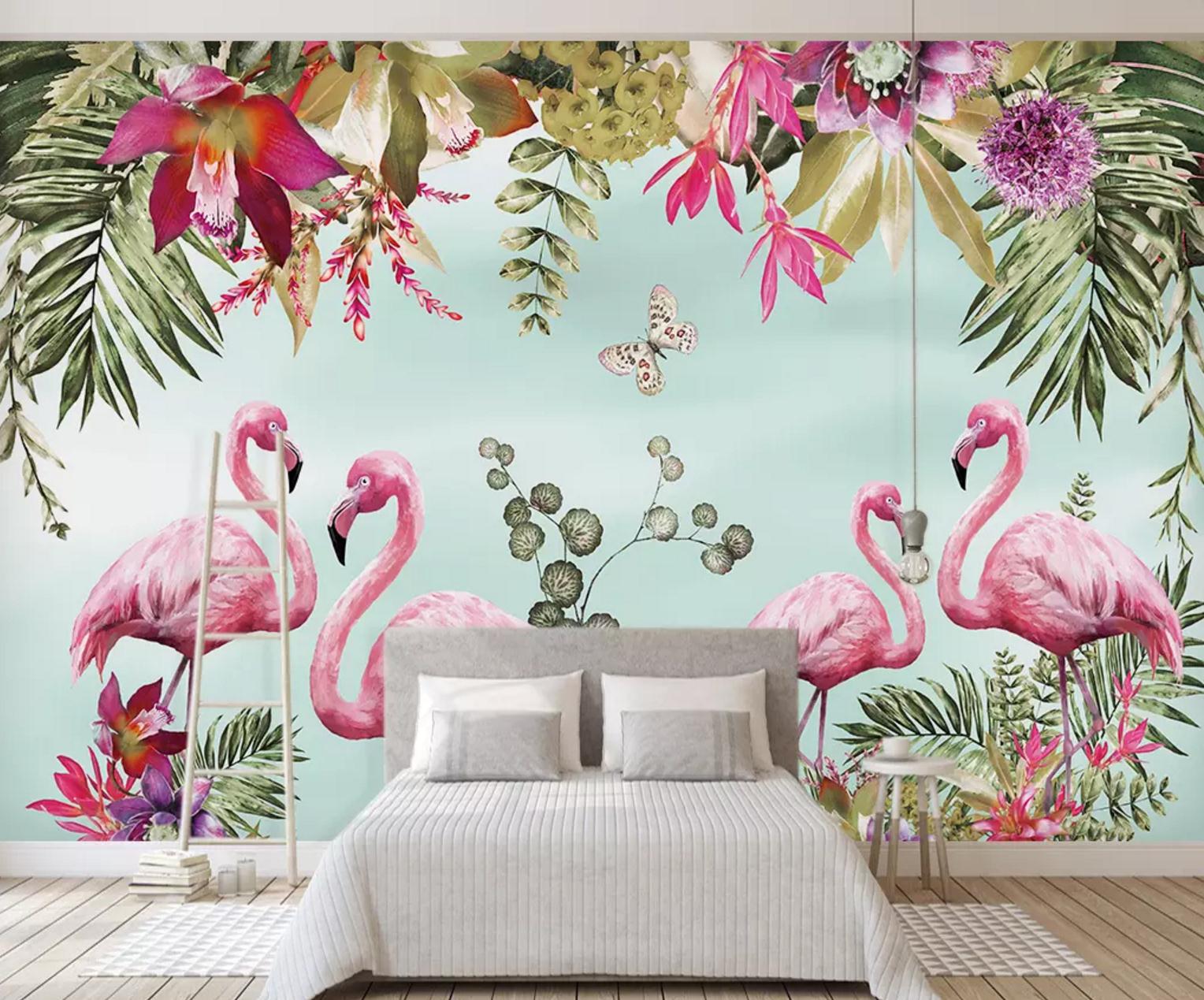 3D Flamingo Fragrance WC704 Wall Murals