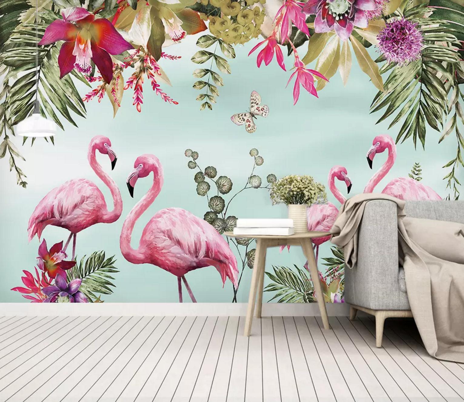 3D Flamingo Fragrance WC704 Wall Murals