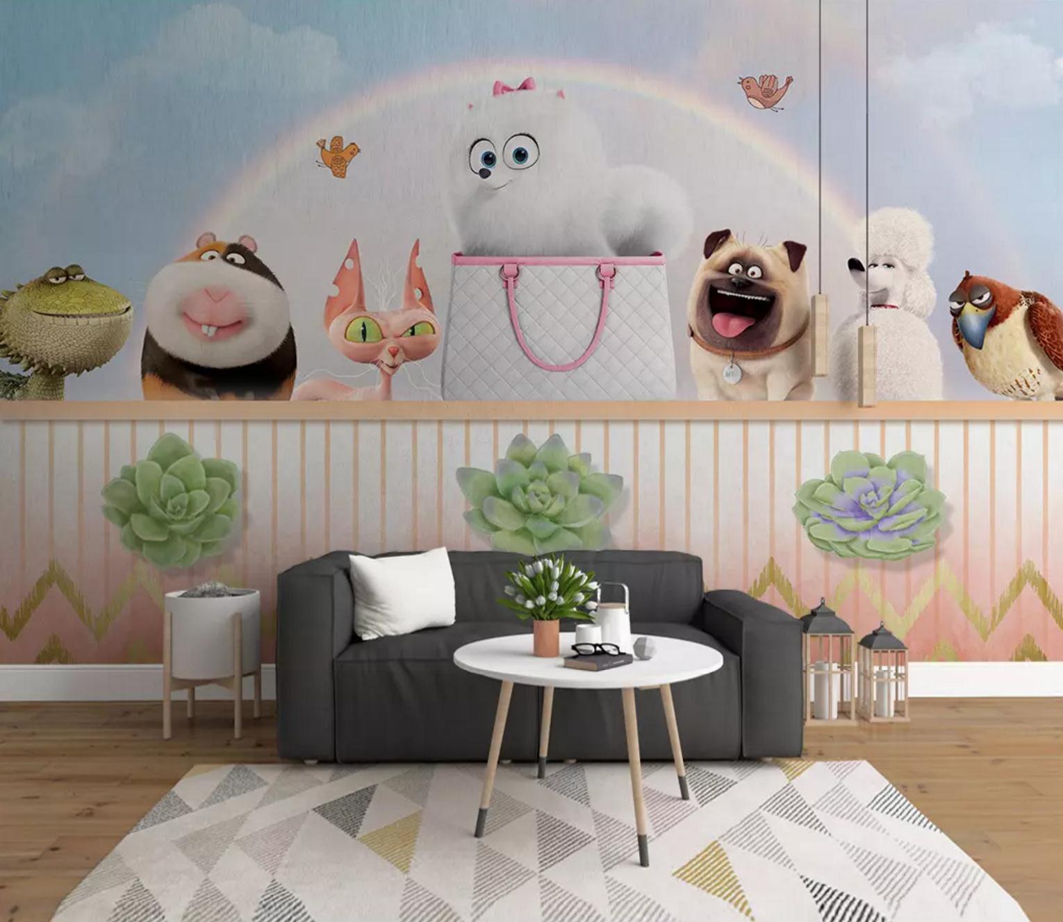 3D Rainbow Puppy WC729 Wall Murals