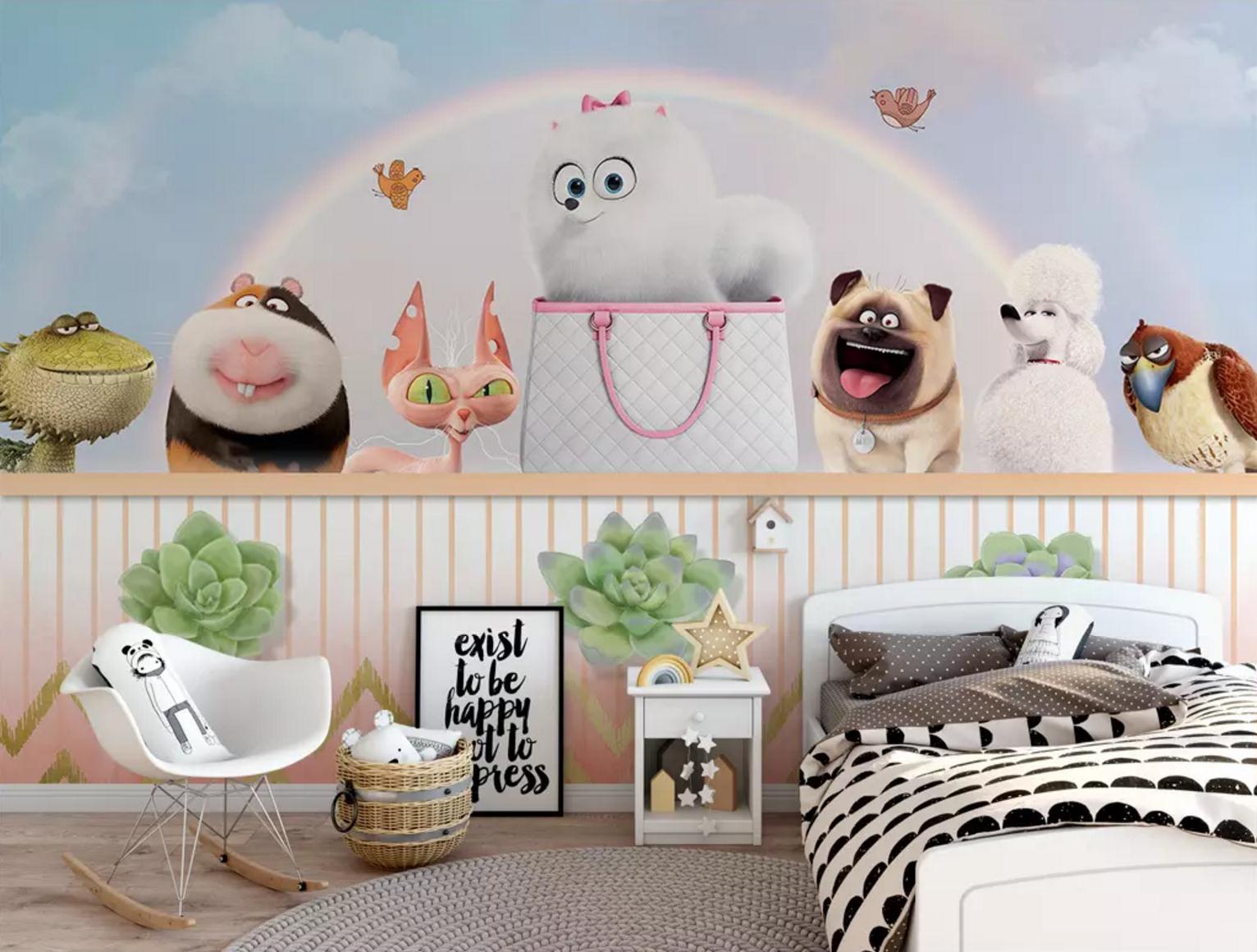 3D Rainbow Puppy WC729 Wall Murals