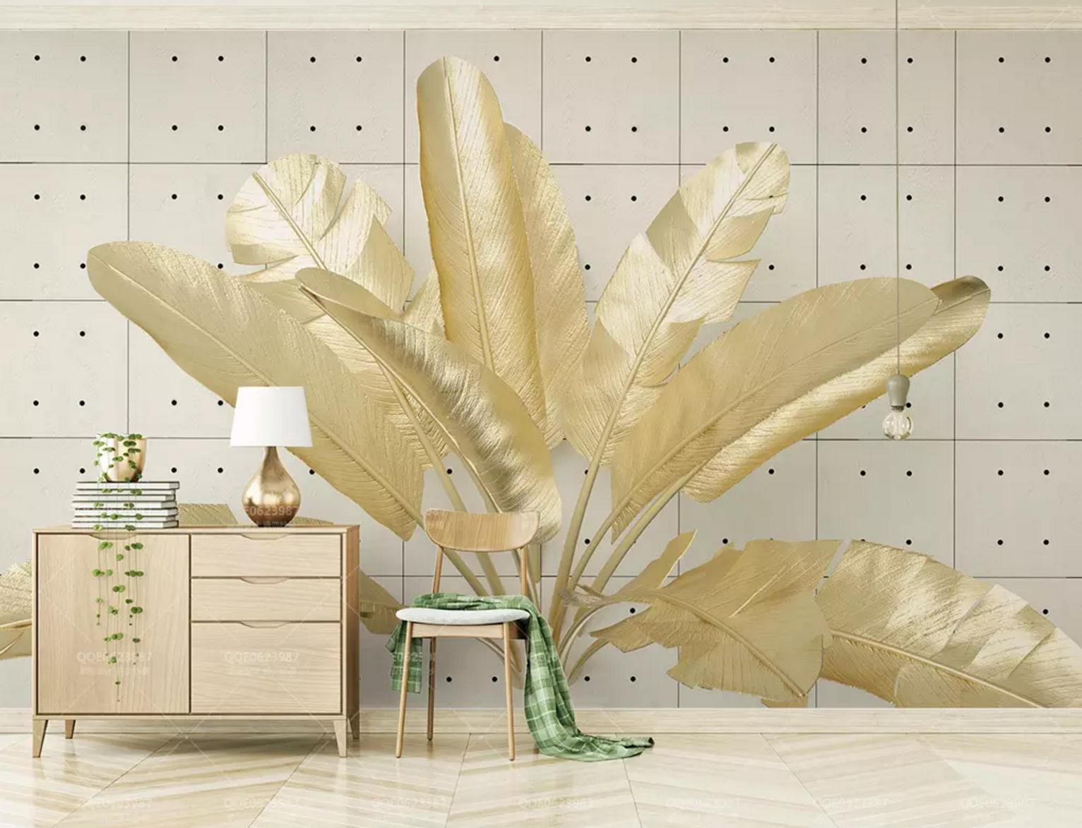 3D Golden Plantain WC665 Wall Murals