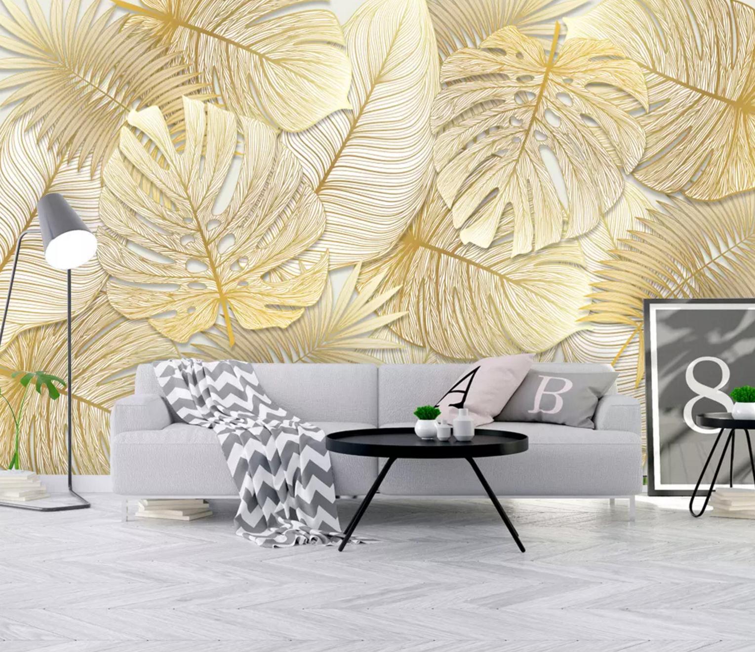 3D Yellow Leaves WC671 Wall Murals