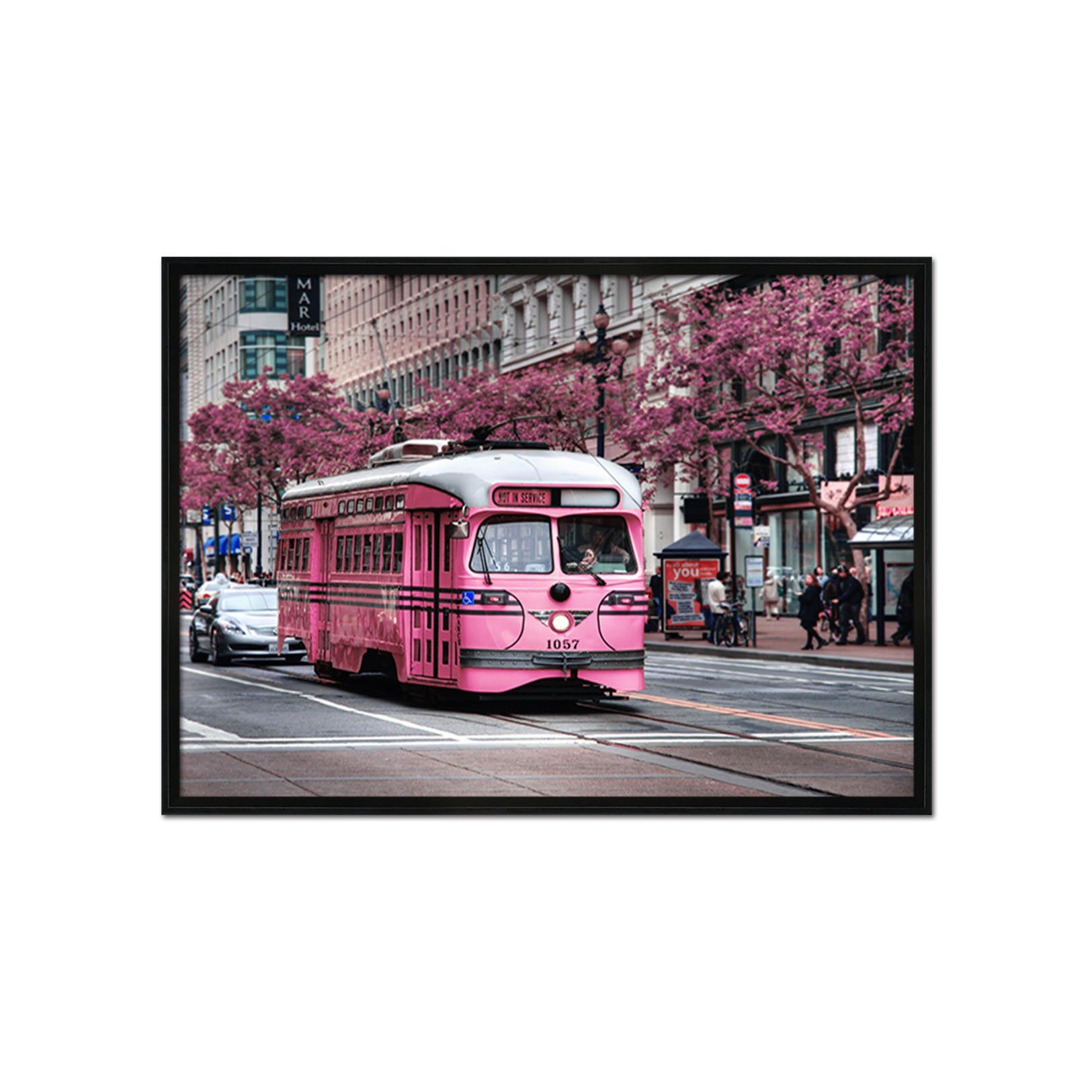 3D Red Bus 027 Fake Framed Print Painting Wallpaper AJ Creativity Home 