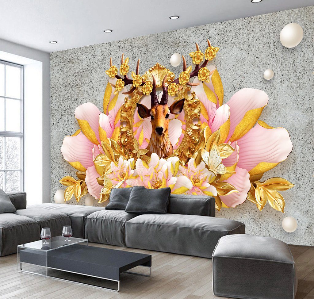 3D Flower Elk 78 Wall Murals Wallpaper AJ Wallpaper 2 