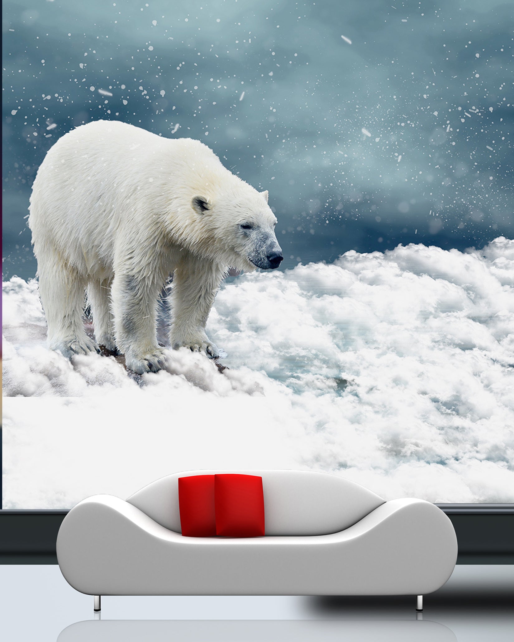 3D Polar Bear Snow 260 Wall Murals